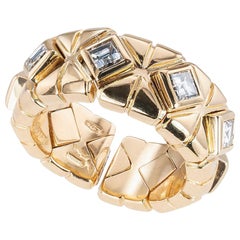 bulgari baguette ring Bulgari Square Baguette Diamond Yellow Gold Ring Band
