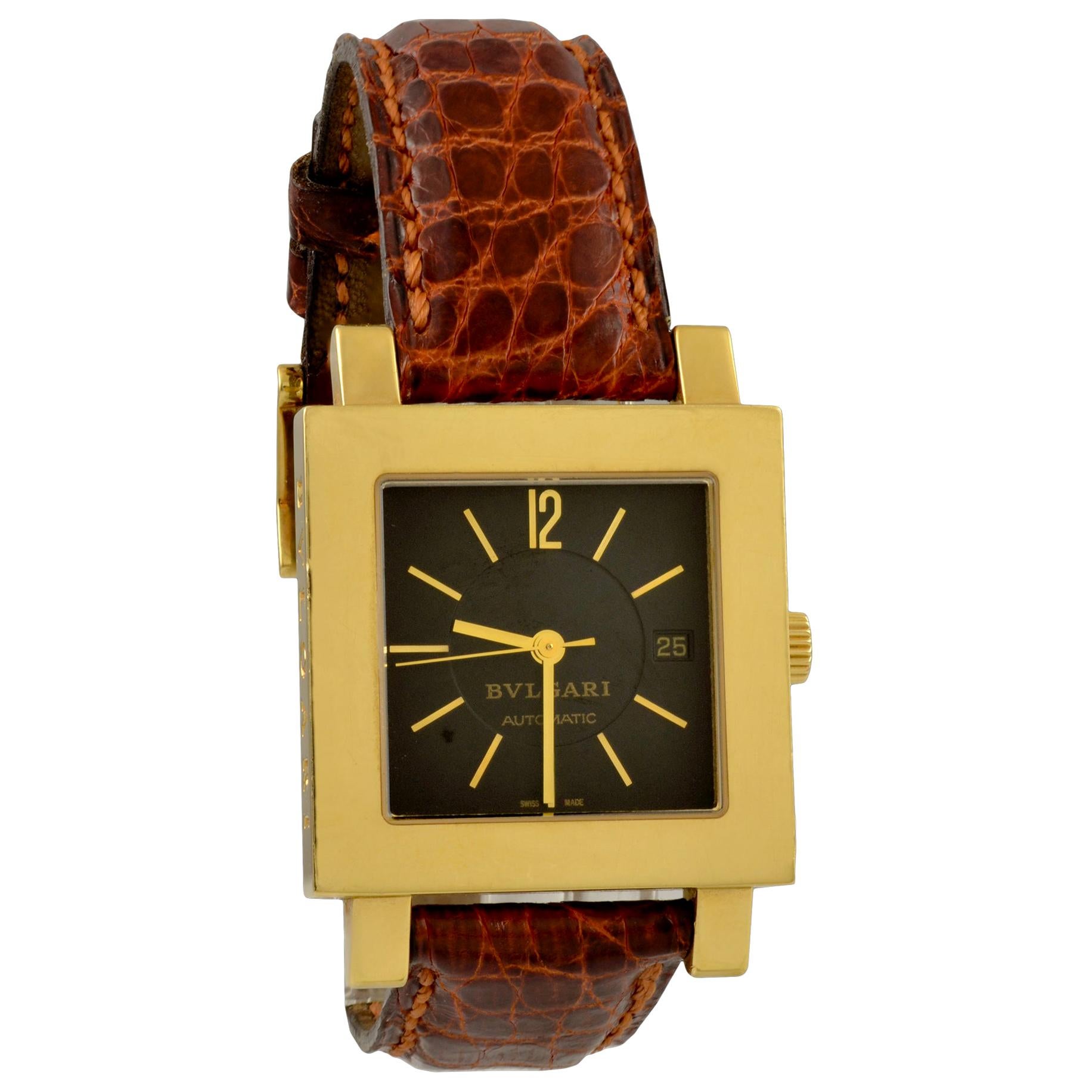 Bulgari Square Face Gold Watch For Sale