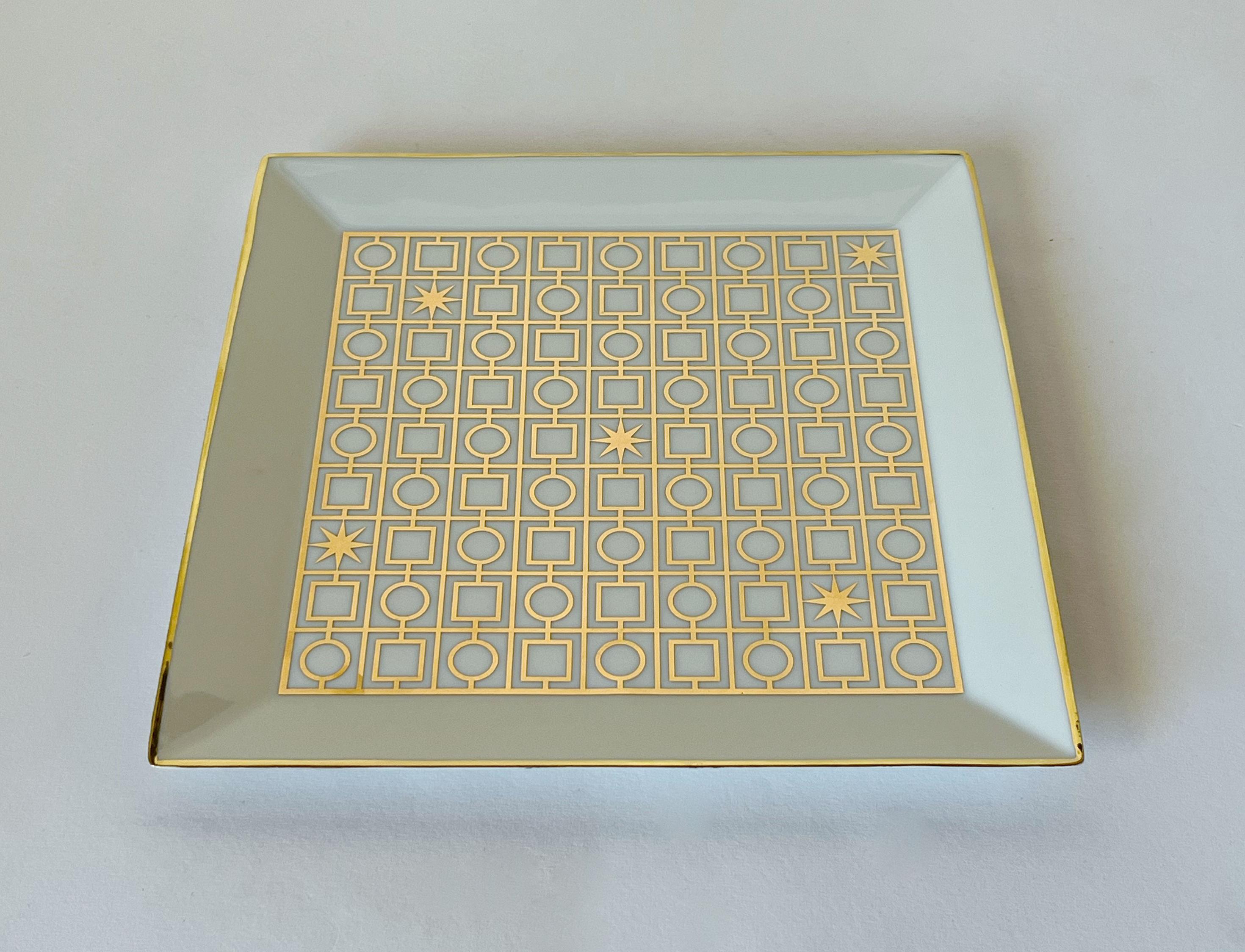 Bulgari Square Porcelain Plate In Good Condition For Sale In Los Angeles, CA