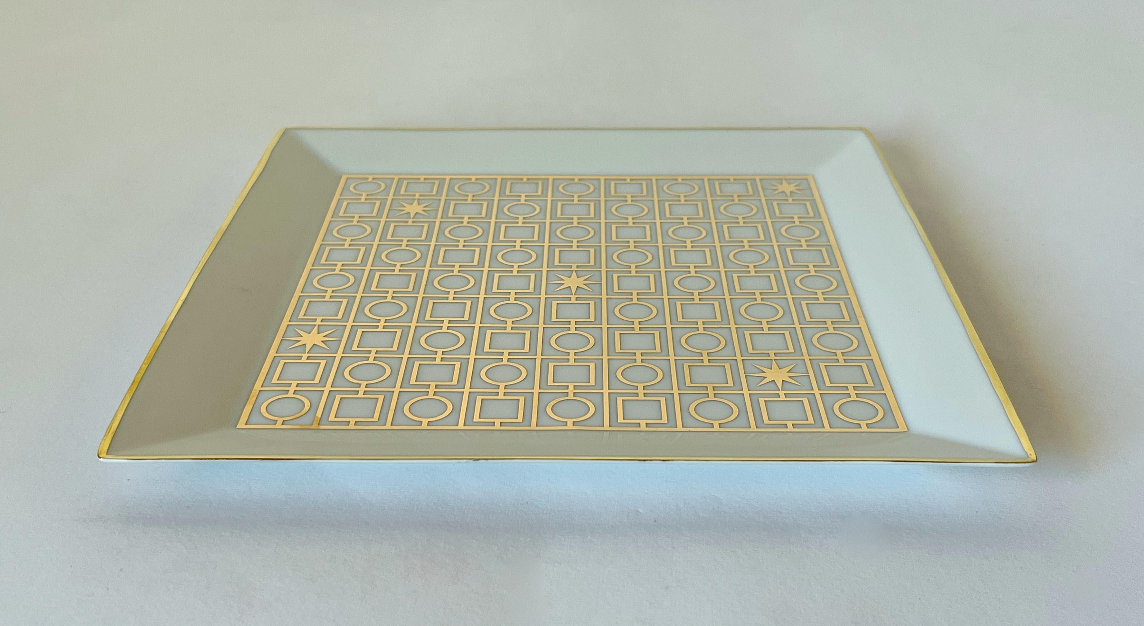 20th Century Bulgari Square Porcelain Plate For Sale