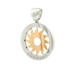 Bulgari Stainless Steel & 18k Yellow Gold Open Work Tondo Sun Pendant