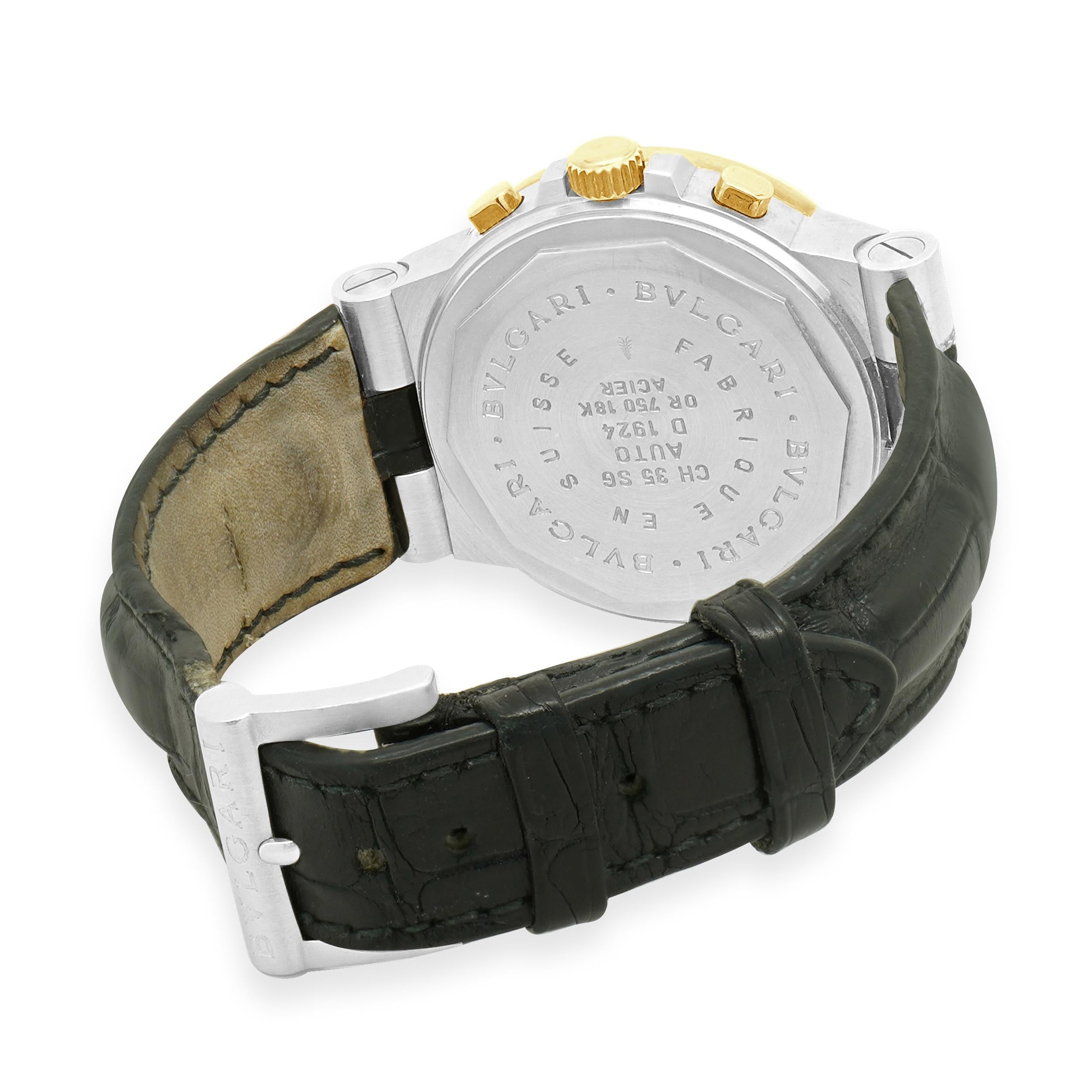 Bulgari Stainless Steel and 18 Karat Yellow Gold Diagono Chronograph In Excellent Condition In Scottsdale, AZ