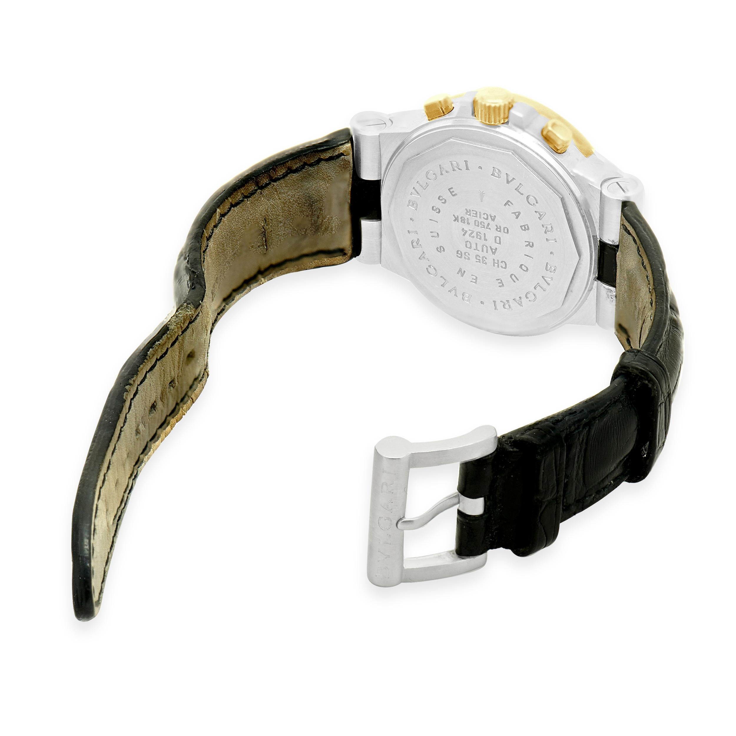 Women's or Men's Bulgari Stainless Steel and 18 Karat Yellow Gold Diagono Chronograph