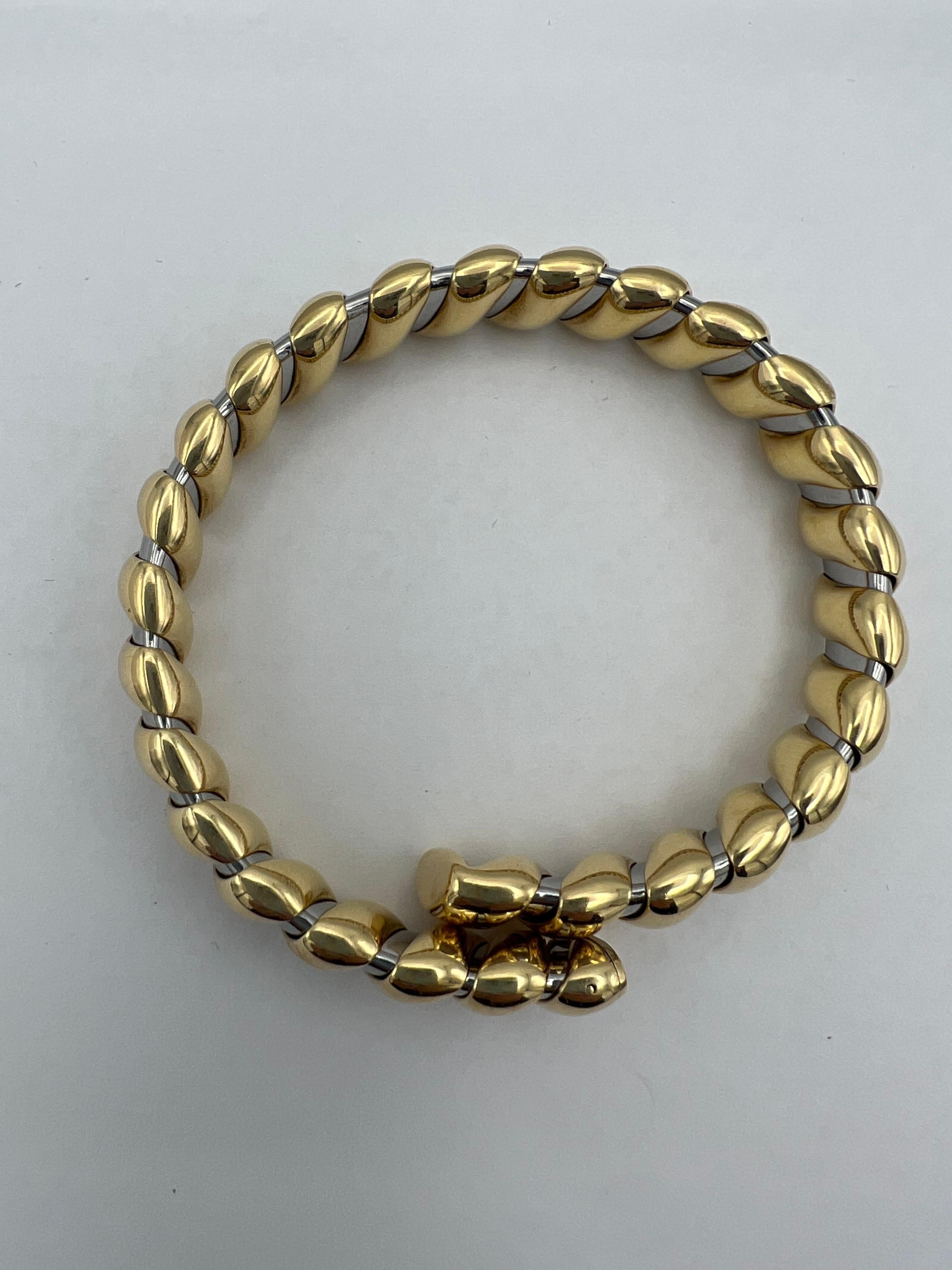 Bulgari Stainless Steel Gold Bangle Bracelet For Sale 2