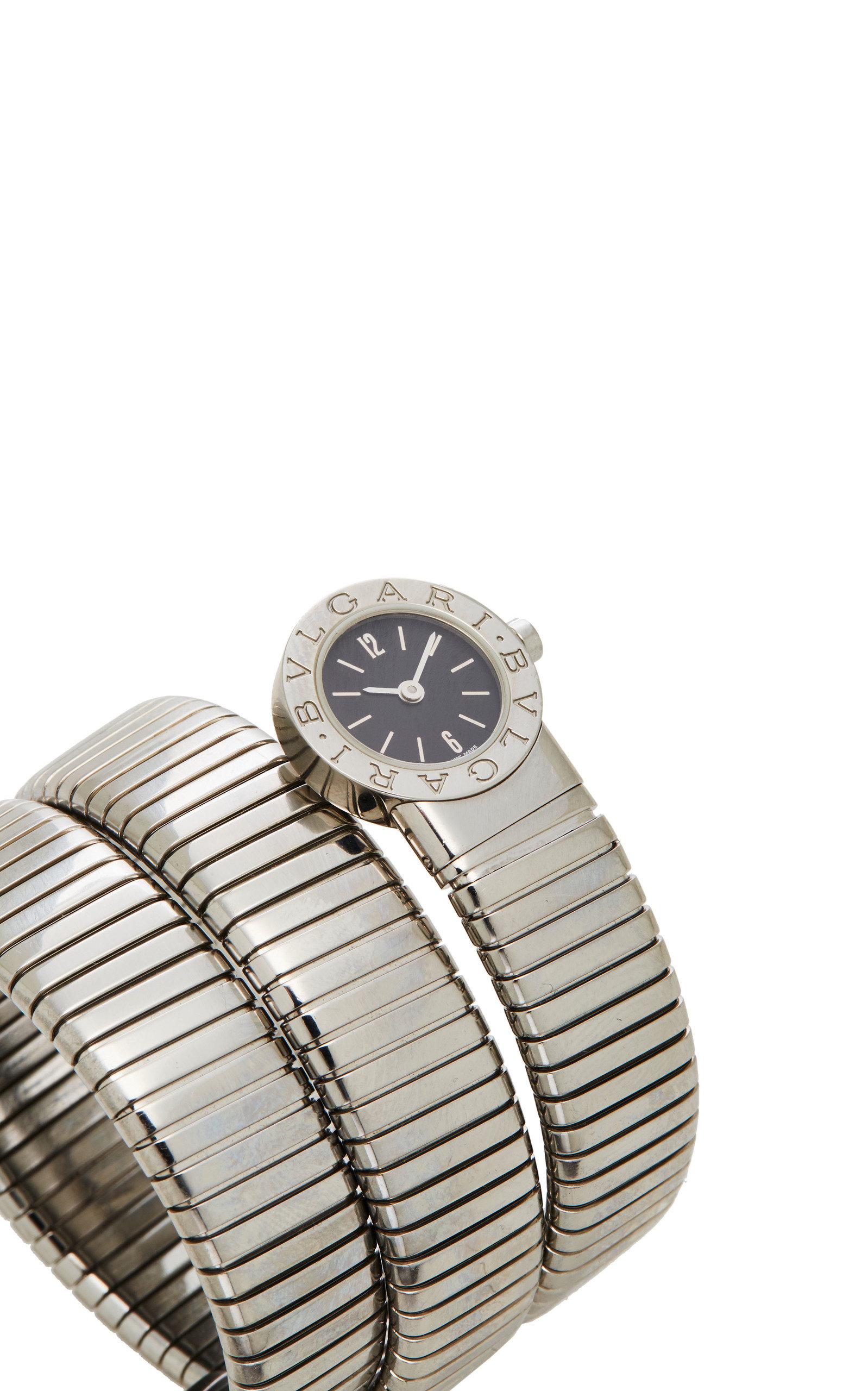 Bulgari Stainless Steel Tubogas Wrap Bracelet Quartz Wristwatch 4