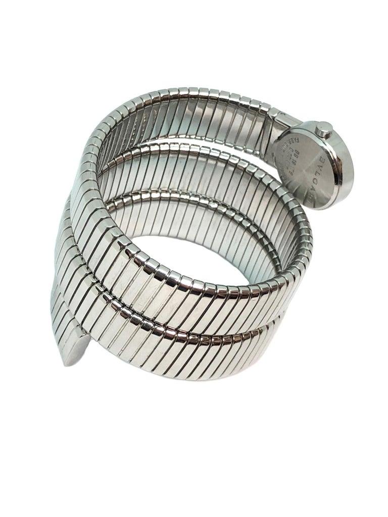 Women's or Men's Bulgari Stainless Steel Tubogas Wrap Bracelet Quartz Wristwatch