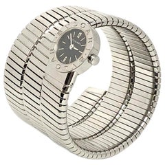 Bulgari Stainless Steel Tubogas Wrap Bracelet Quartz Wristwatch