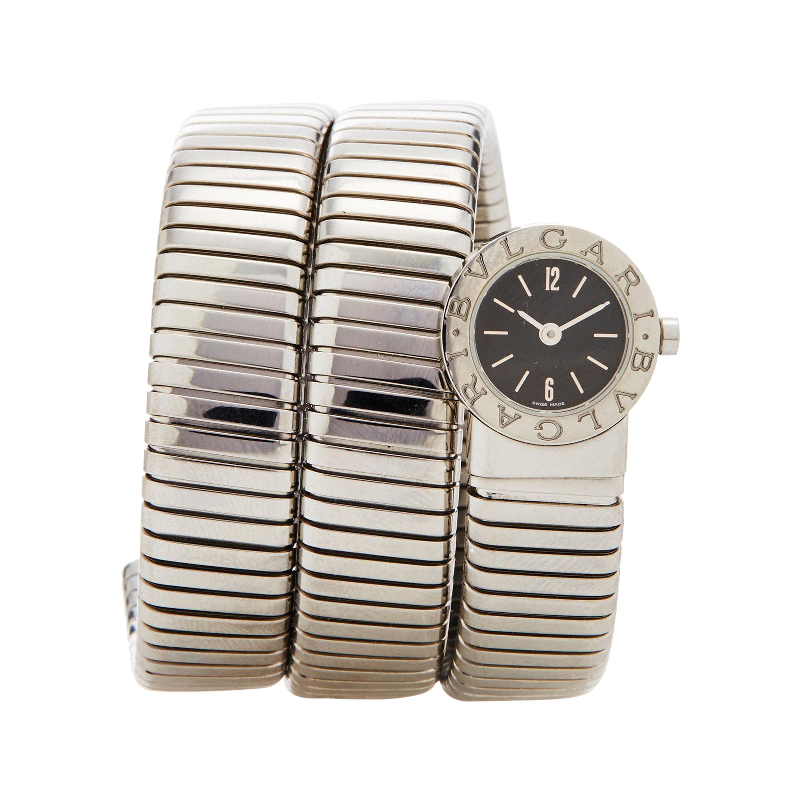 Bulgari Stainless Steel Tubogas Wrap Bracelet Quartz Wristwatch