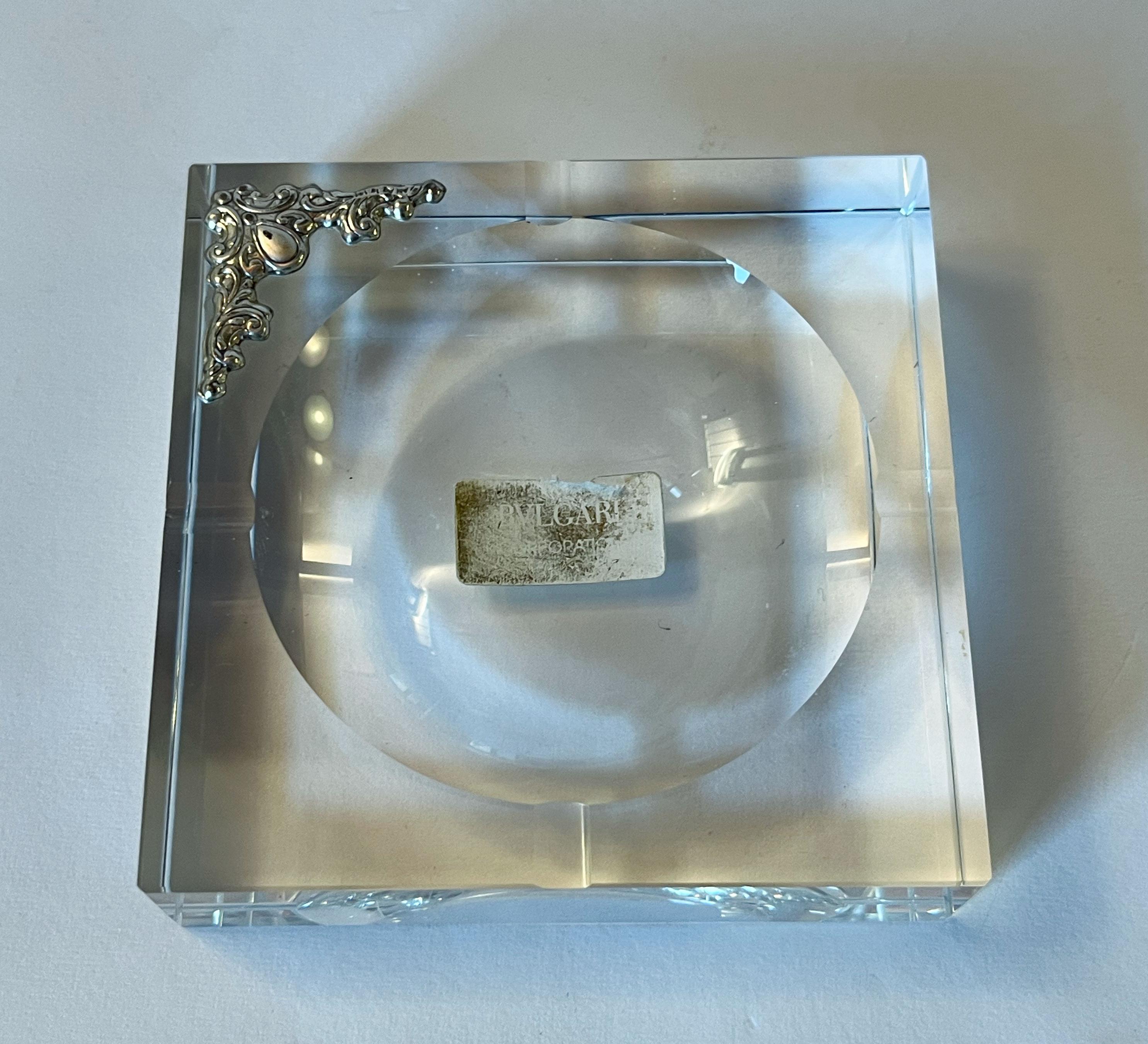 Cenicero o Bandeja de Cambio Vide Poche Bulgari de Cristal y Esterlina Italiano en venta