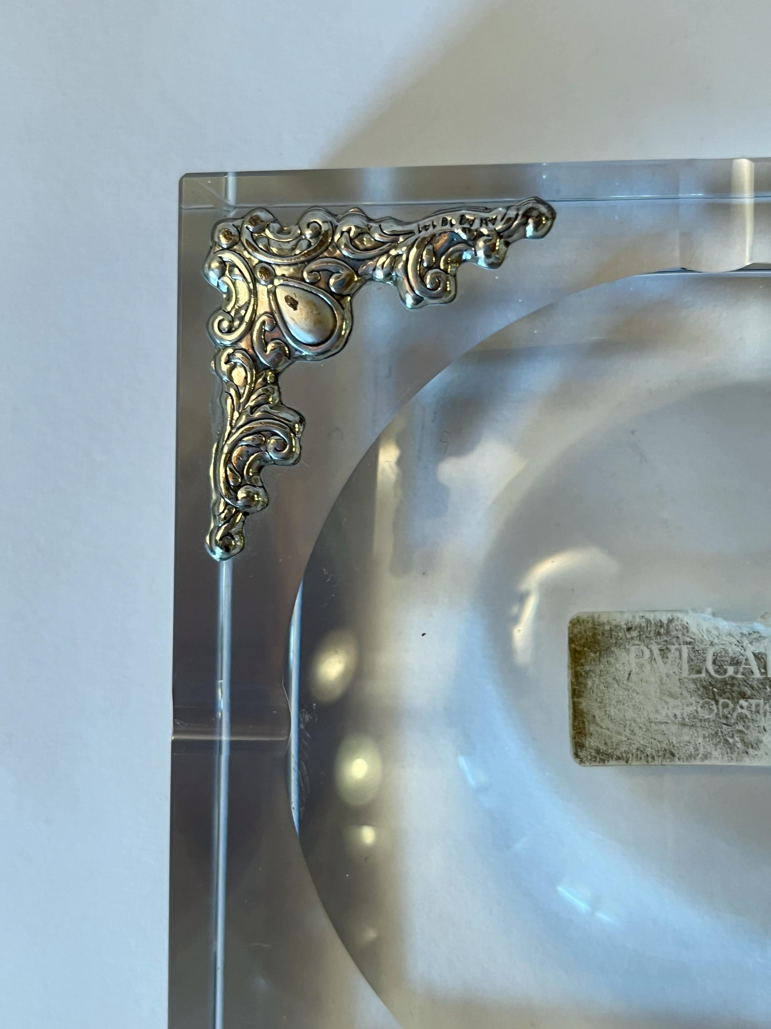Cenicero o Bandeja de Cambio Vide Poche Bulgari de Cristal y Esterlina siglo XX en venta