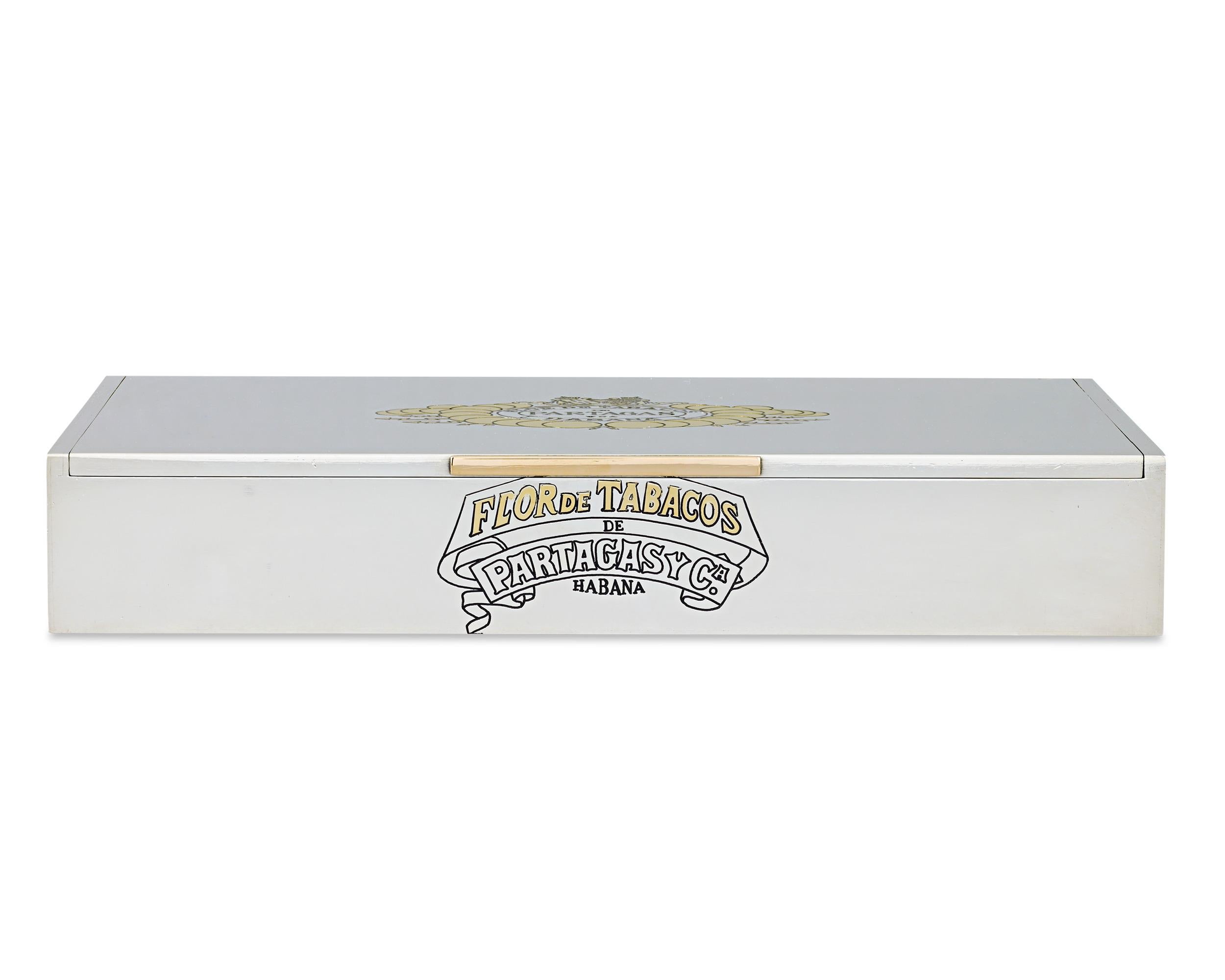 Italian Bulgari Sterling Silver and Gold Partagás Cigar Box For Sale