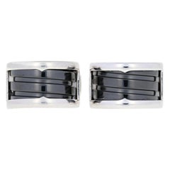 Bulgari Sterling Silver Black Ceramic Cufflinks, 925 Men's B.Zero1