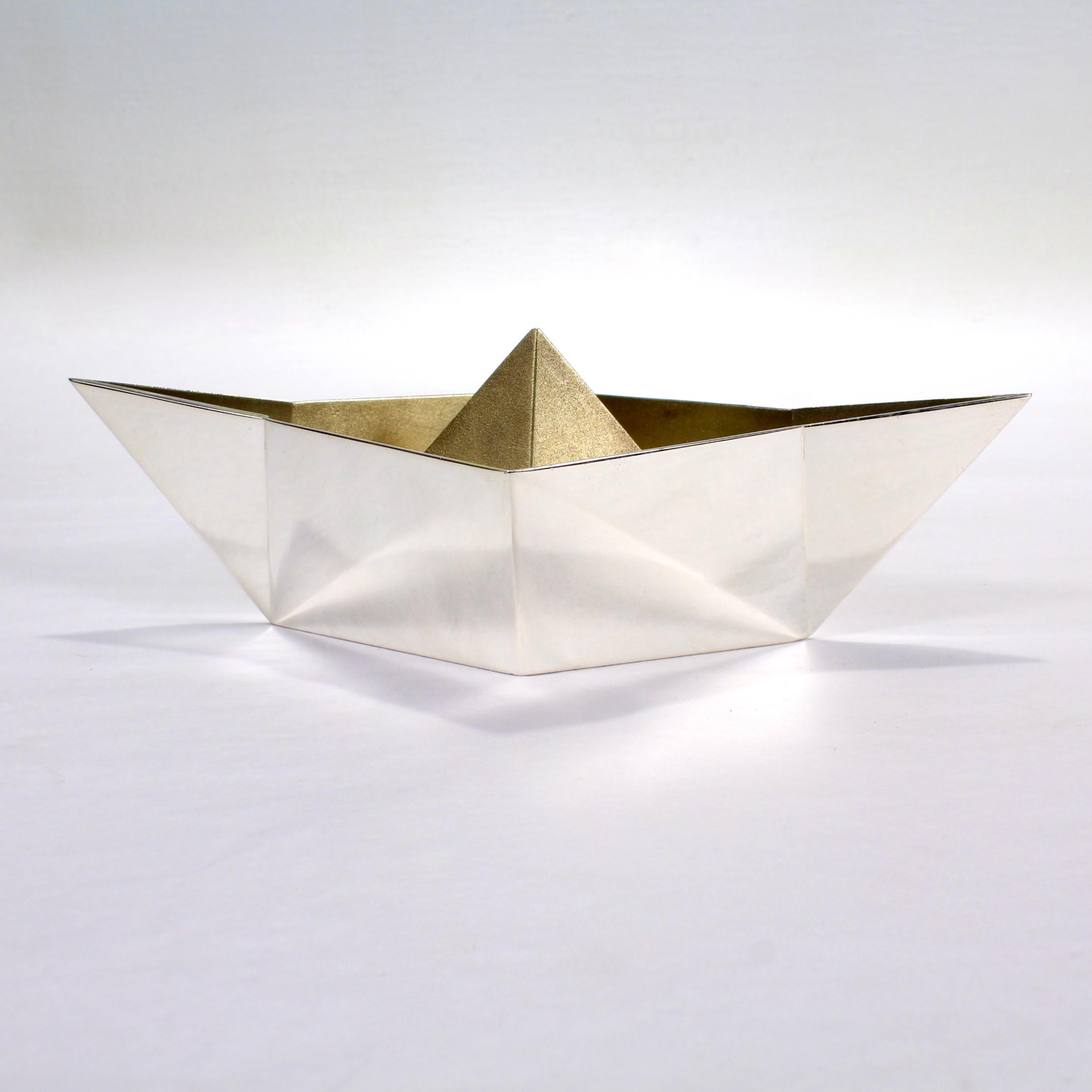 Bulgari Sterling Silver Origami Boat Paperweight, 1974 In Good Condition In Philadelphia, PA