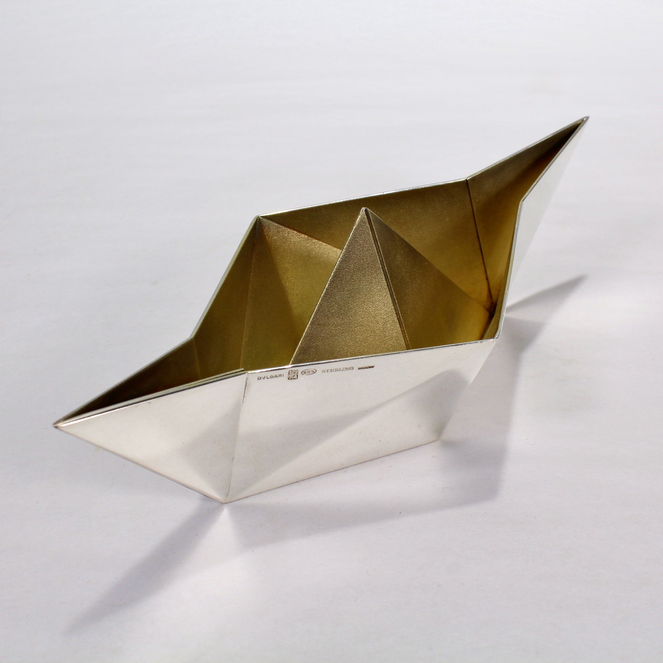 Bulgari Sterling Silver Origami Boat Paperweight, 1974