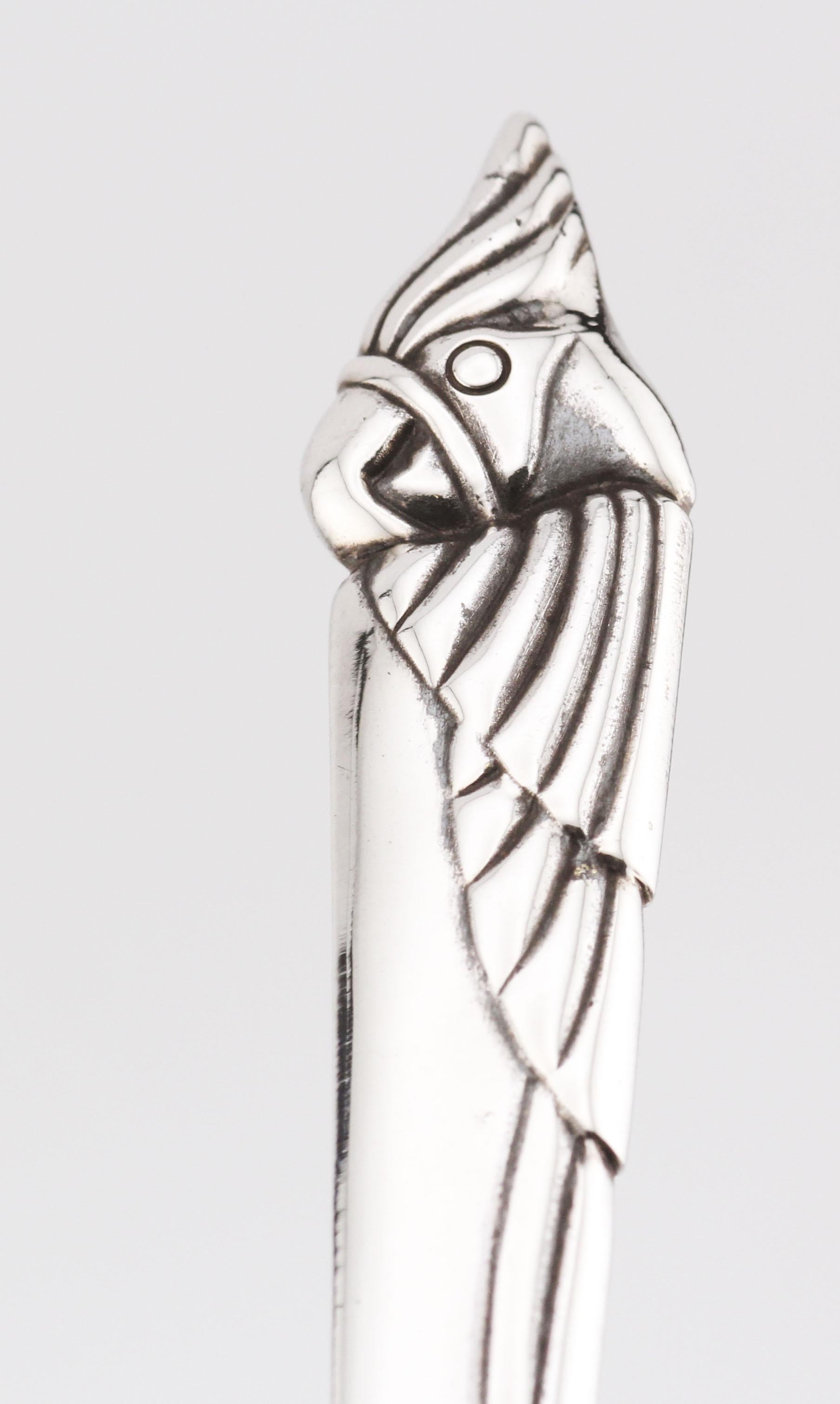 Women's or Men's Bulgari Sterling Silver Vintage Cockatoo Bird Letter Opener For Sale