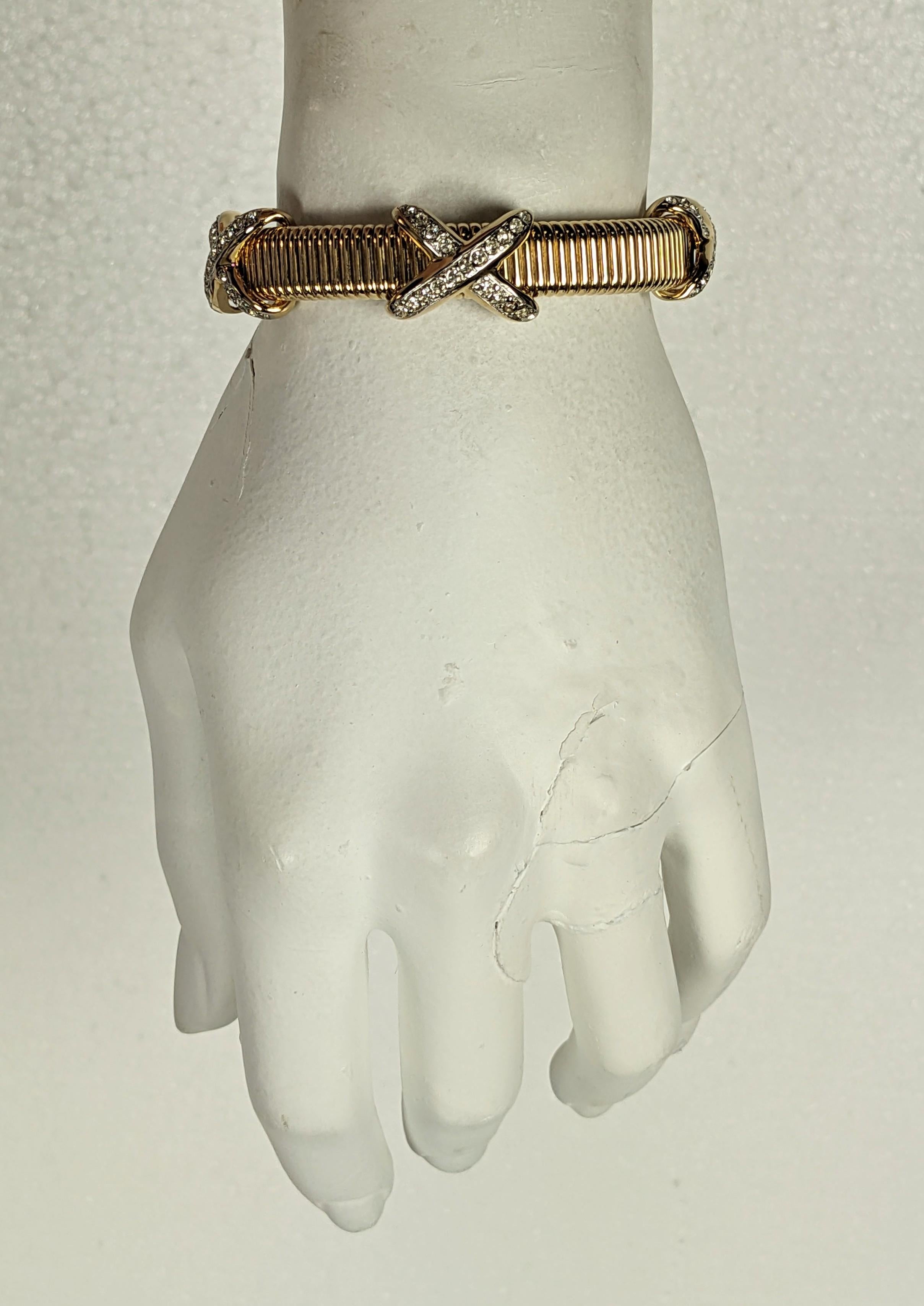 Bulgari Style Gilt Pave Collar and Cuff For Sale 2