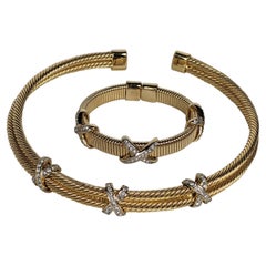 Bulgari Style Gilt Pave Collar and Cuff