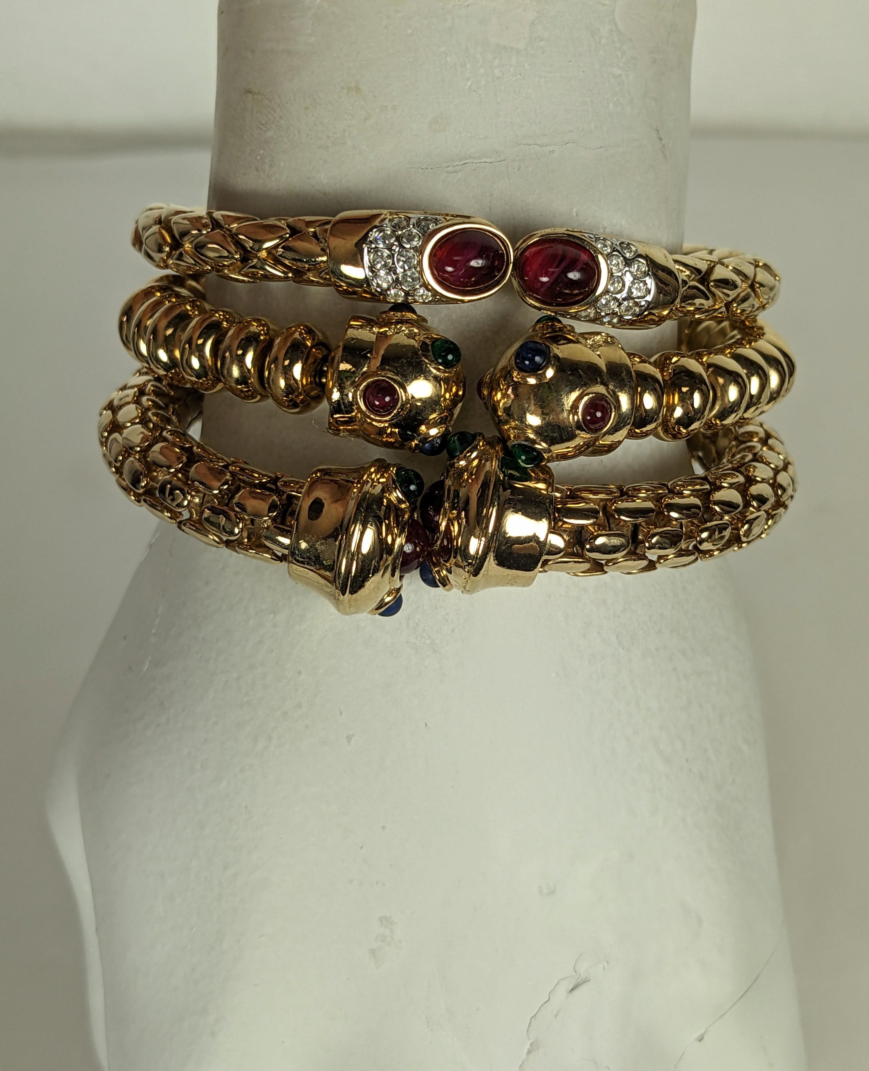 Bulgari Style Gilt Pave Gem Bangle For Sale 5