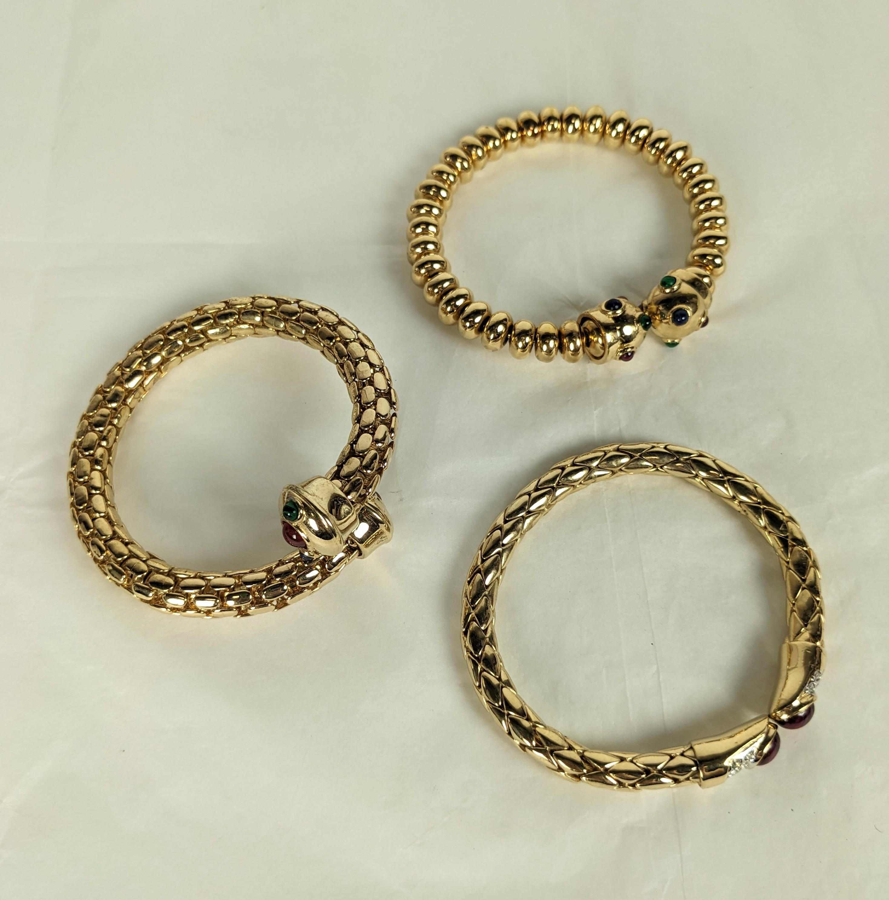 Artisan Bulgari Style Gilt Pave Gem Bangle For Sale