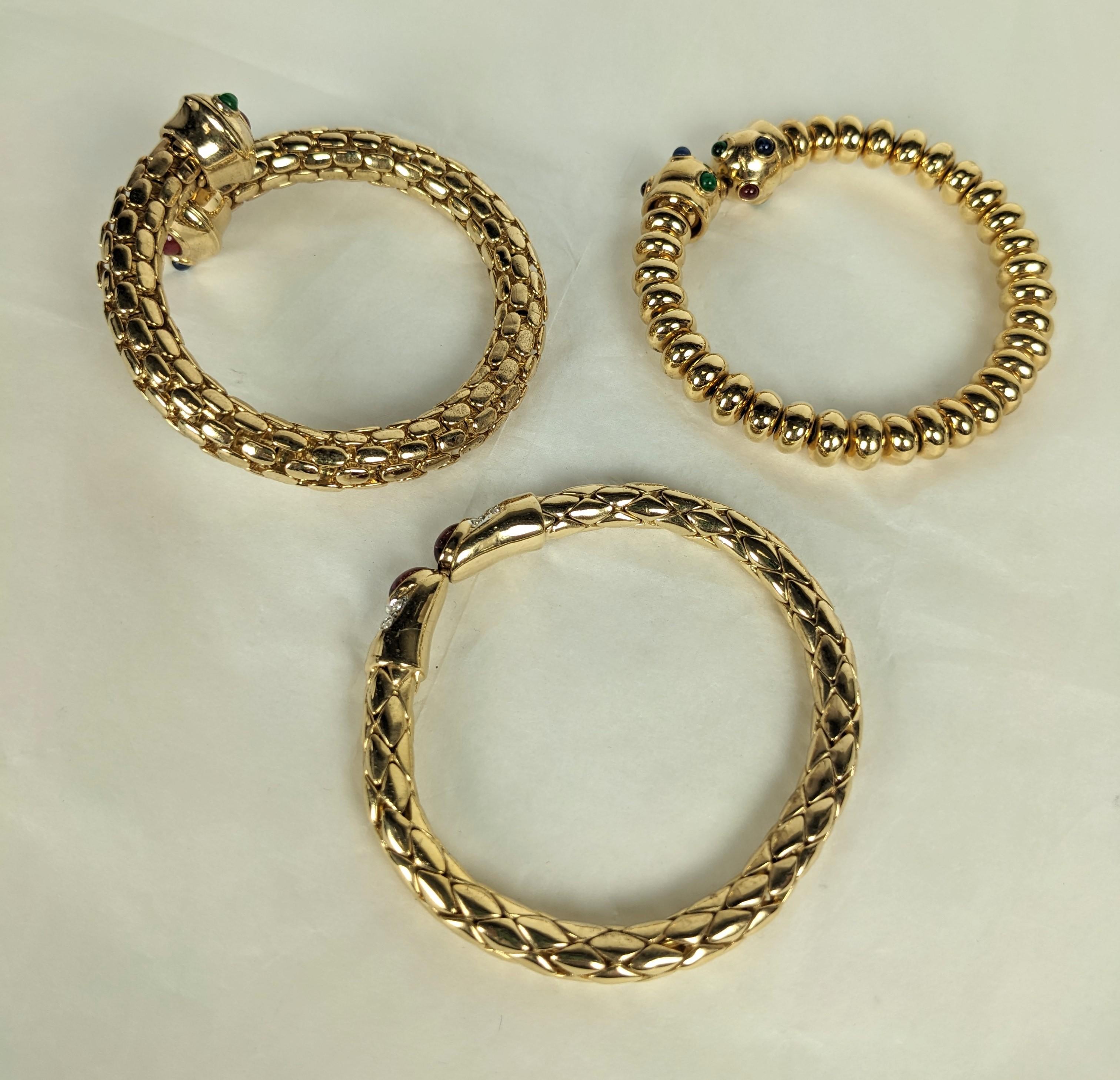 Bulgari Style Gilt Pave Gem Bangle In Excellent Condition For Sale In New York, NY