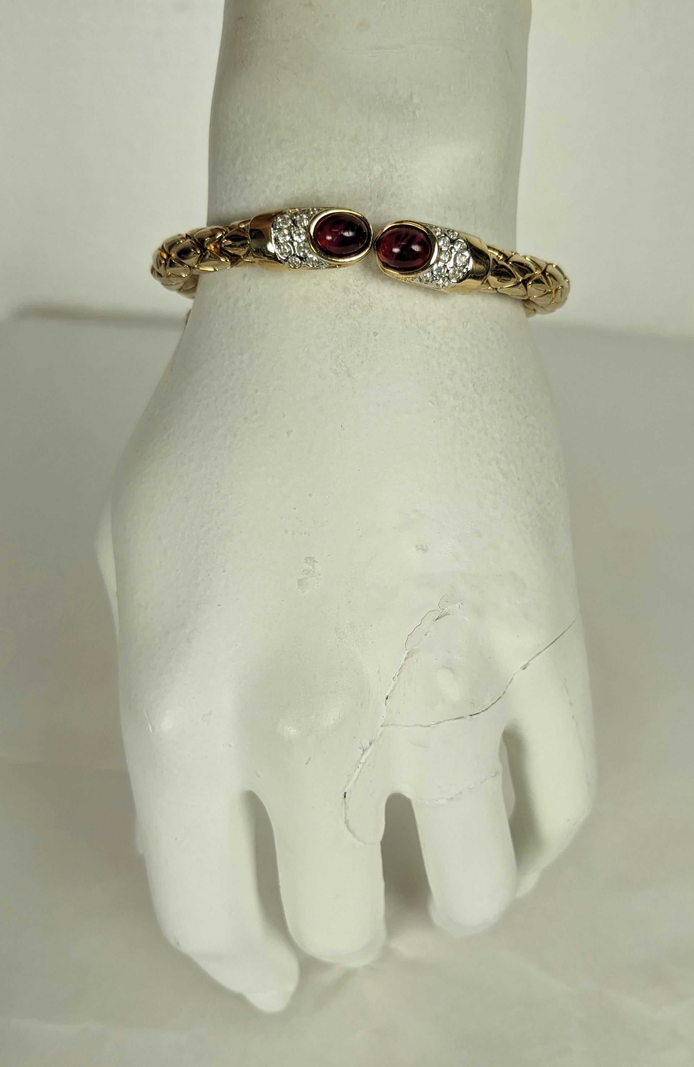 Women's or Men's Bulgari Style Gilt Pave Gem Bangle For Sale