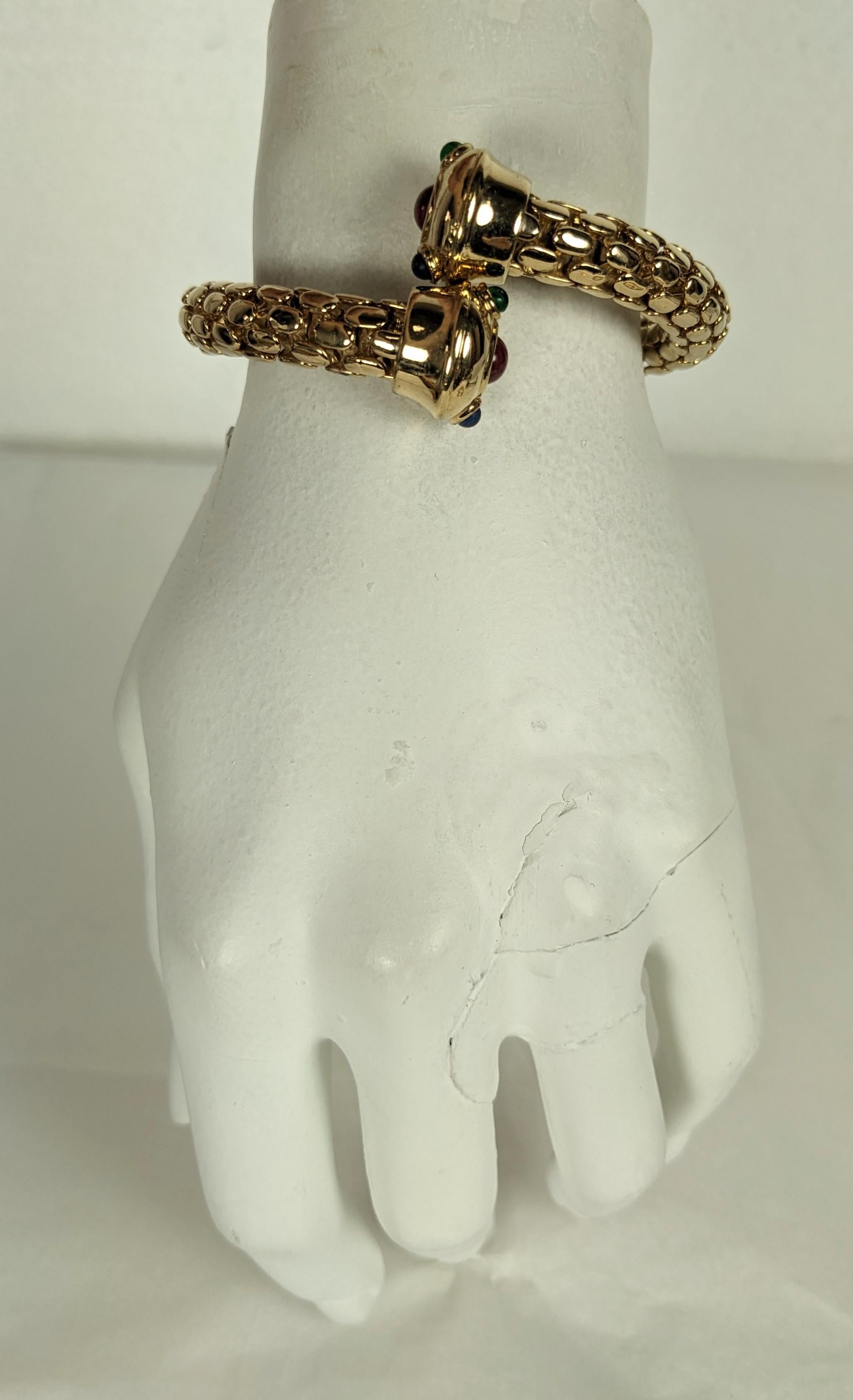 Bulgari Style Gilt Pave Gem Bangle For Sale 2