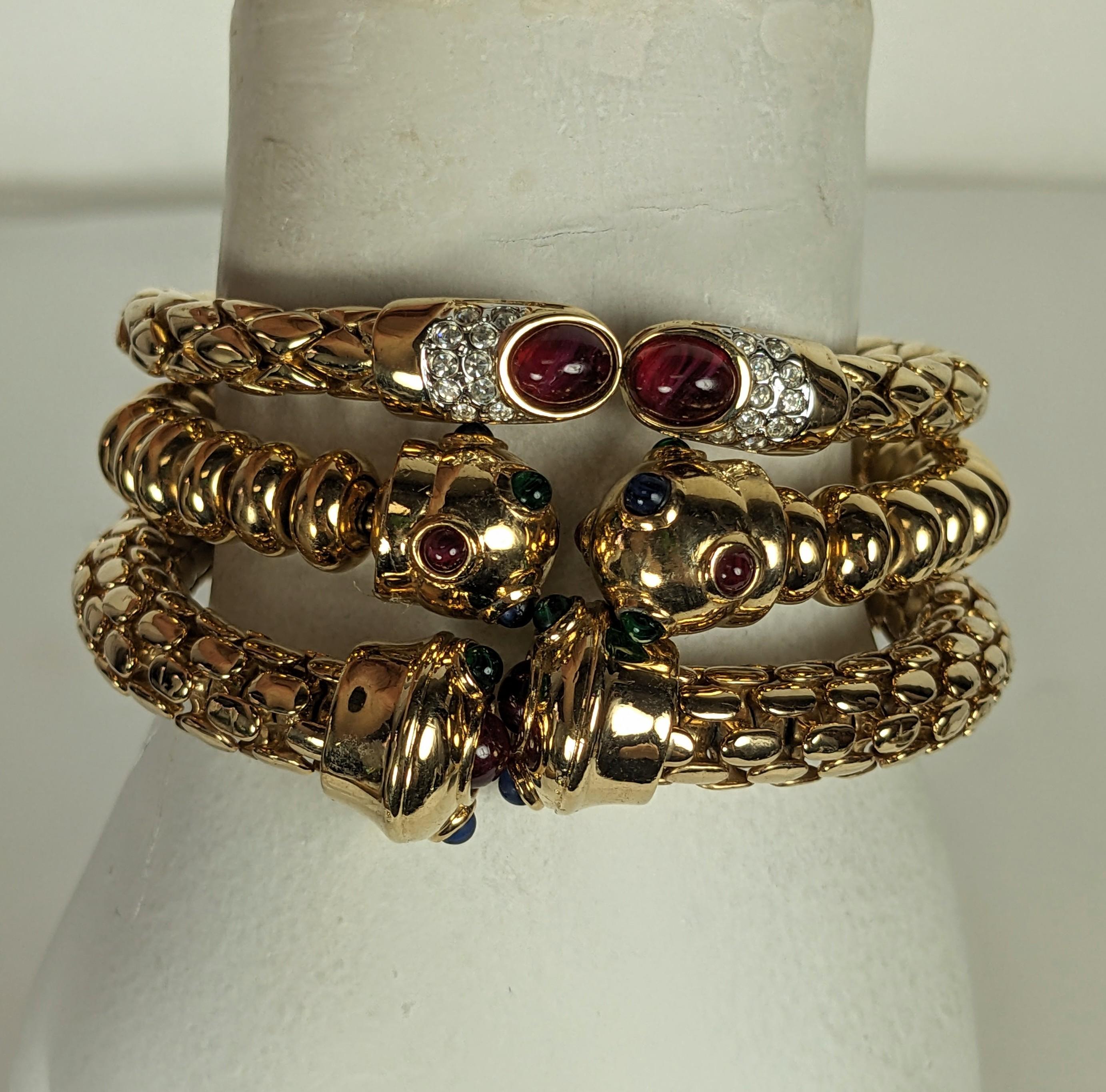 Bulgari Style Gilt Pave Gem Bangle For Sale 4