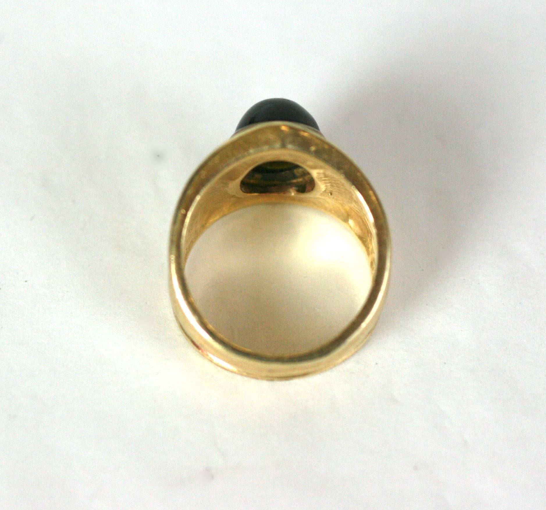 Cabochon Bulgari Style Green Tourmaline Ring For Sale