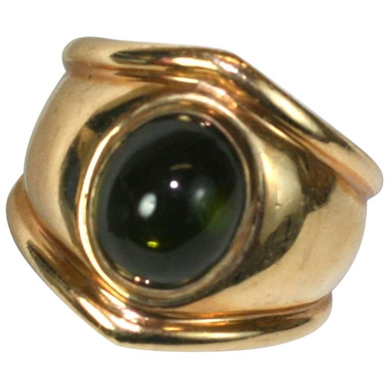 Anello con tormalina verde in stile Bulgari