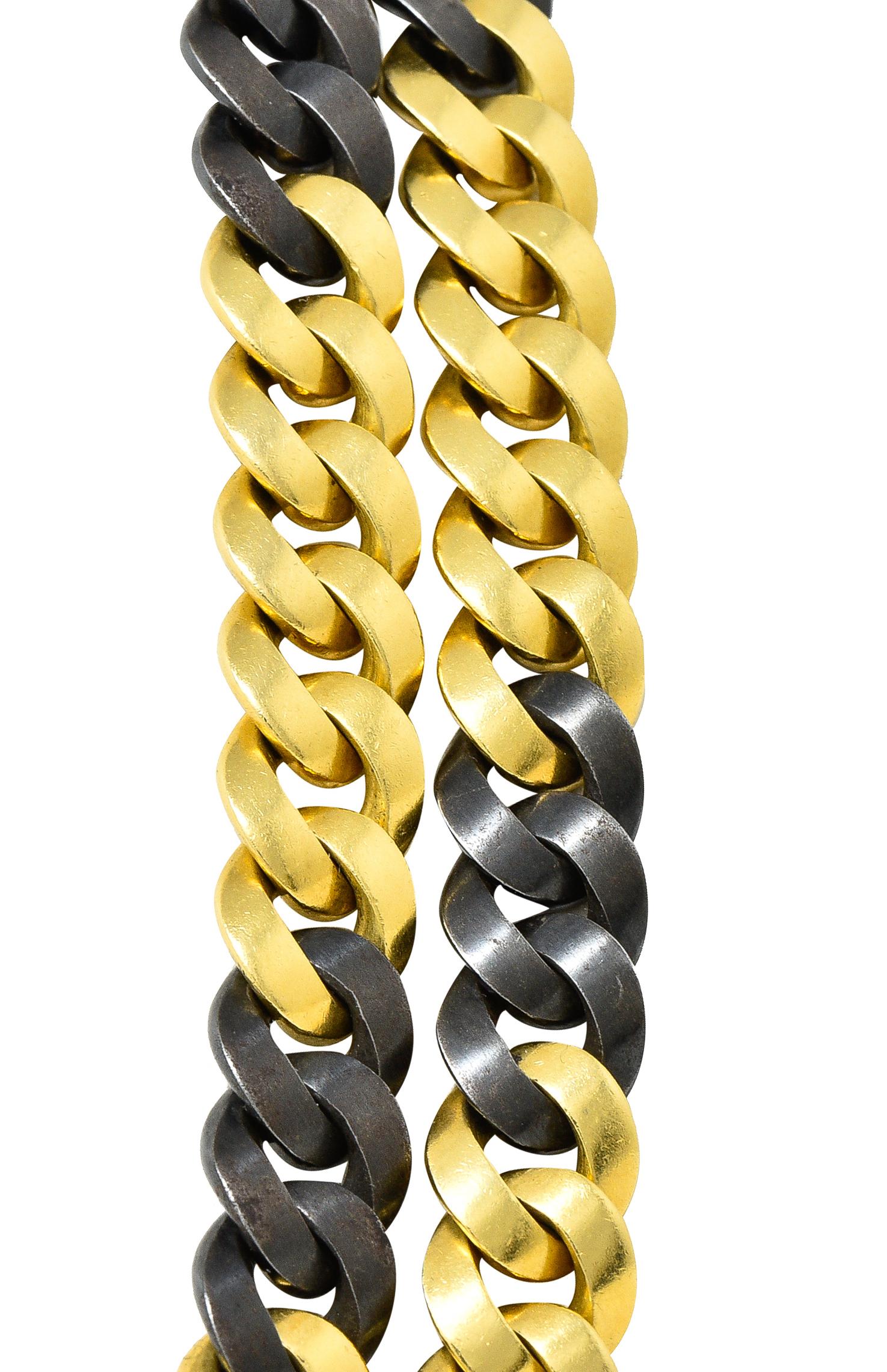 Bulgari Substantial 18 Karat Yellow Gold Two-Tone Unisex Curb Link Long Necklace 4