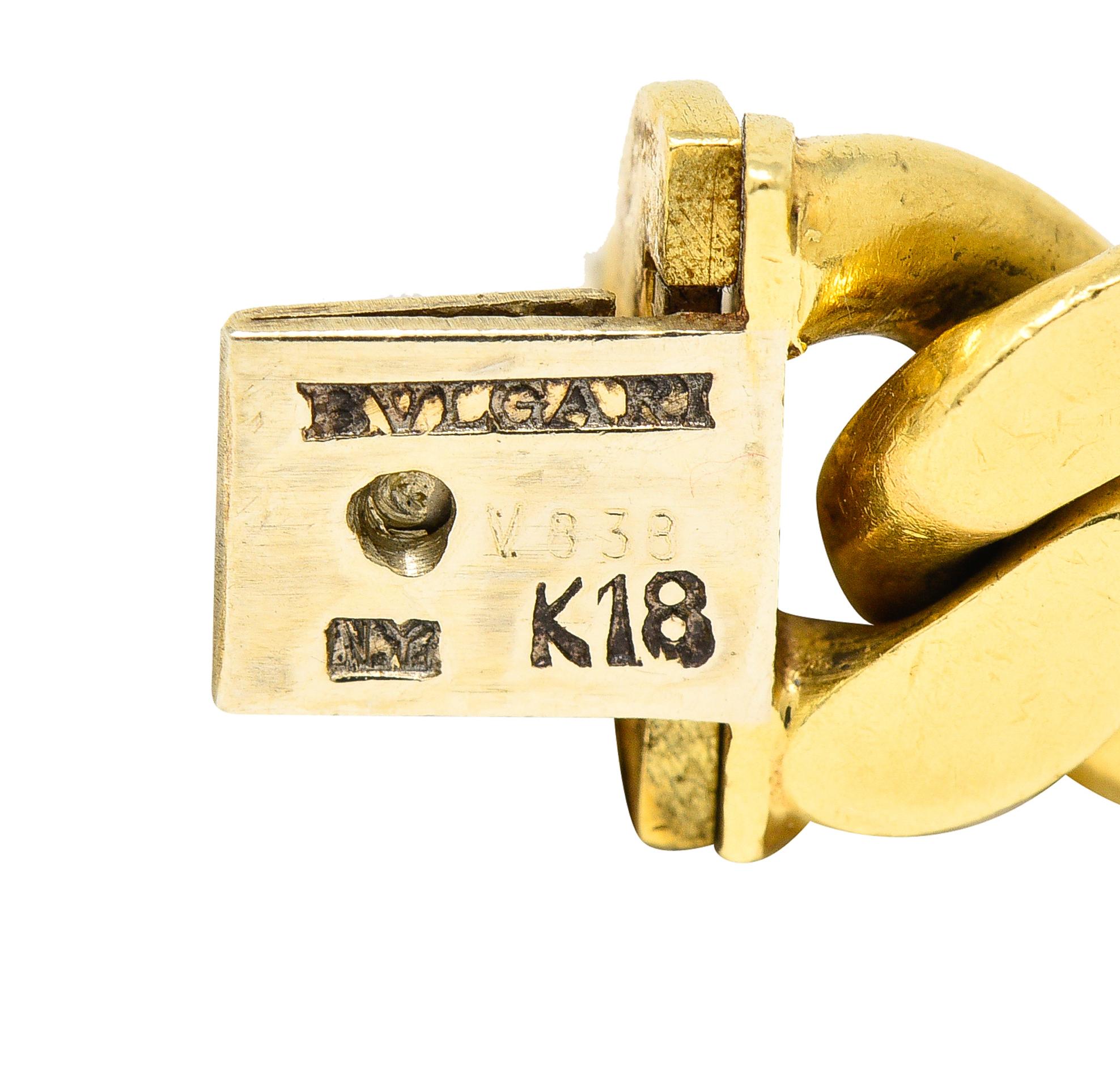 Bulgari Substantial 18 Karat Yellow Gold Two-Tone Unisex Curb Link Long Necklace In Excellent Condition In Philadelphia, PA