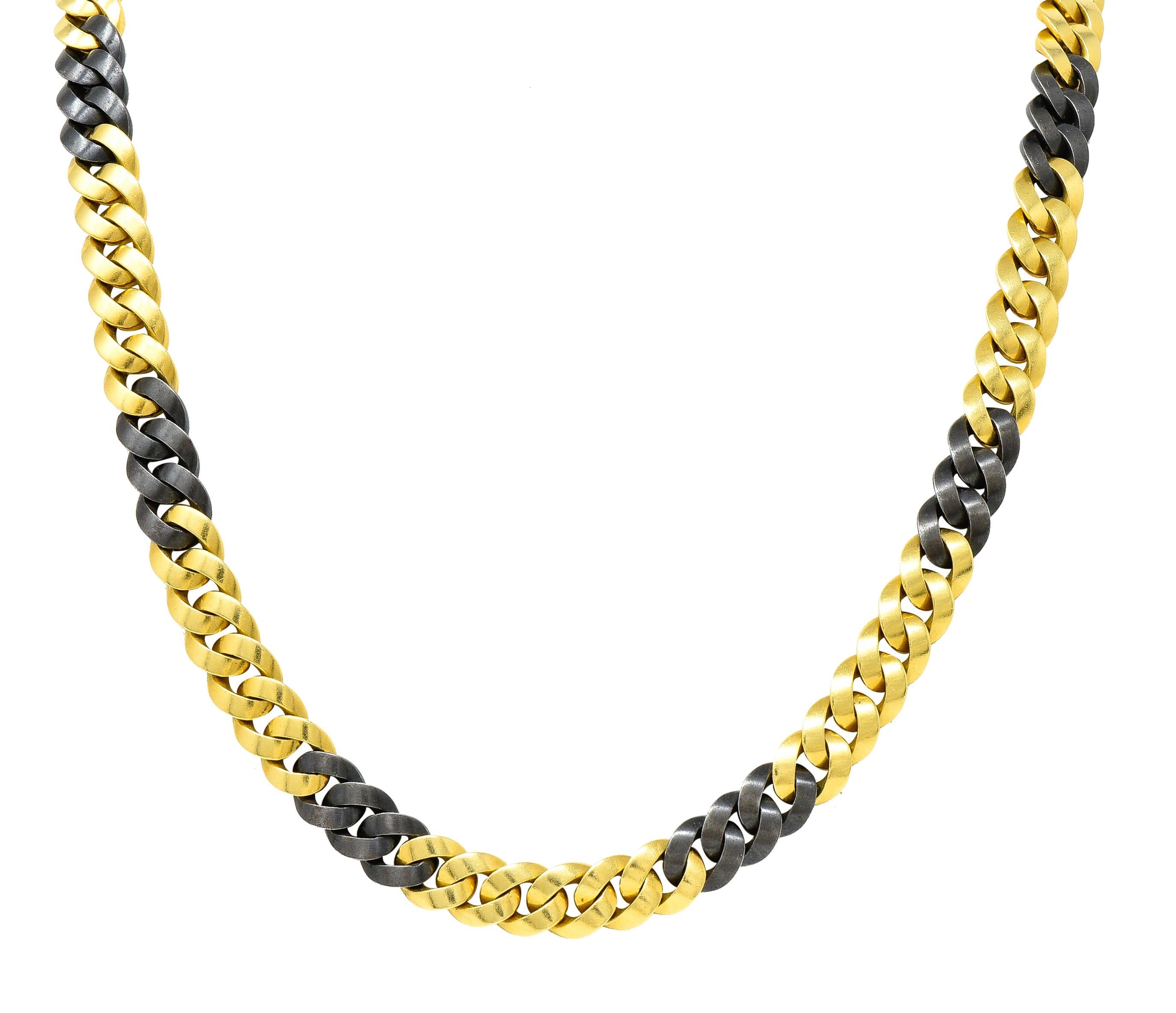 Bulgari Substantial 18 Karat Yellow Gold Two-Tone Unisex Curb Link Long Necklace 1