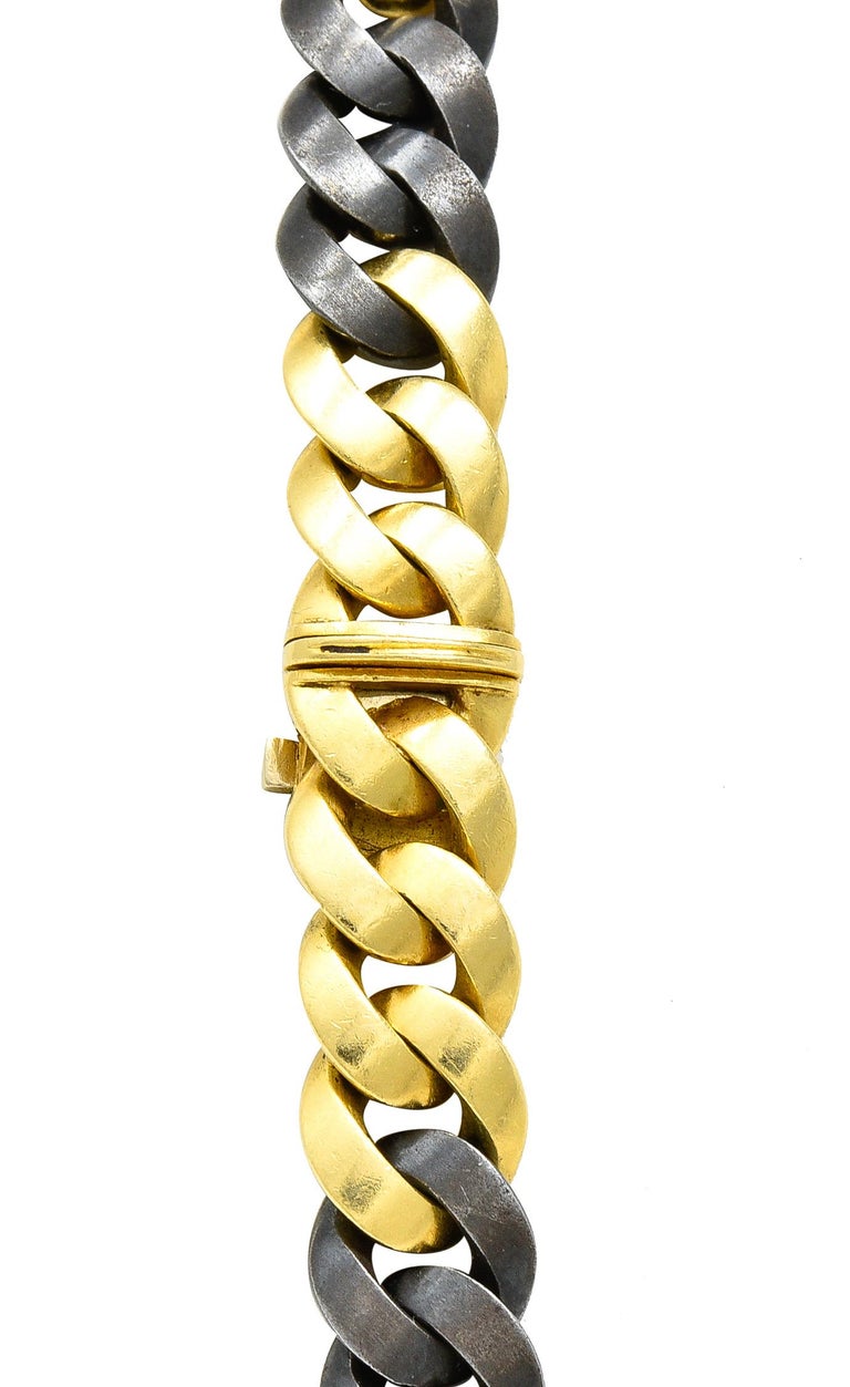 Bulgari Substantial 18 Karat Yellow Gold Two-Tone Unisex Curb Link Long Necklace For Sale 5