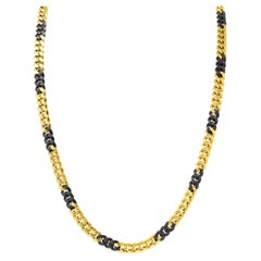 Bulgari Substantial 18 Karat Yellow Gold Two-Tone Unisex Curb Link Long Necklace