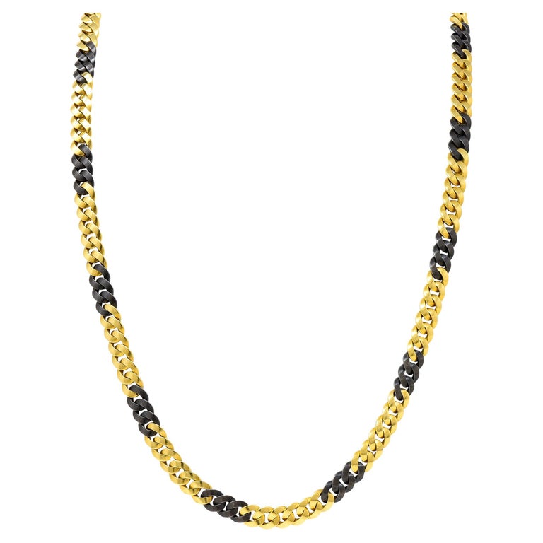 Bulgari Substantial 18 Karat Yellow Gold Two-Tone Unisex Curb Link Long Necklace For Sale
