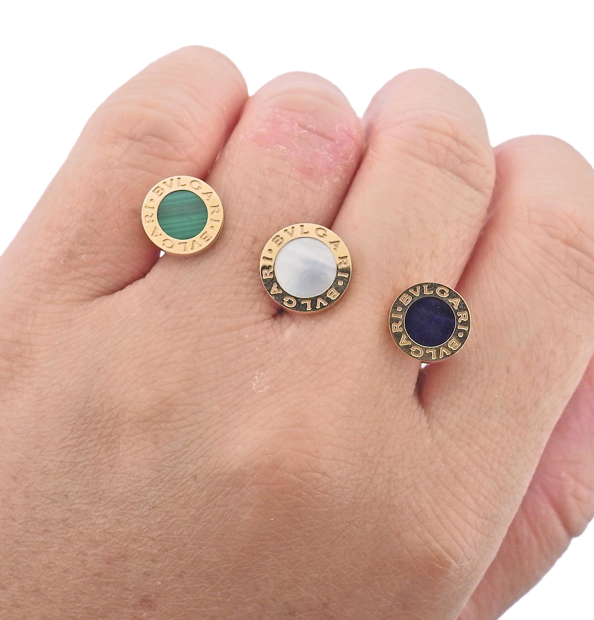 Round Cut Bulgari Sugilite Malachite Mother of Pearl Gold Between the Fingers Ring 128810
