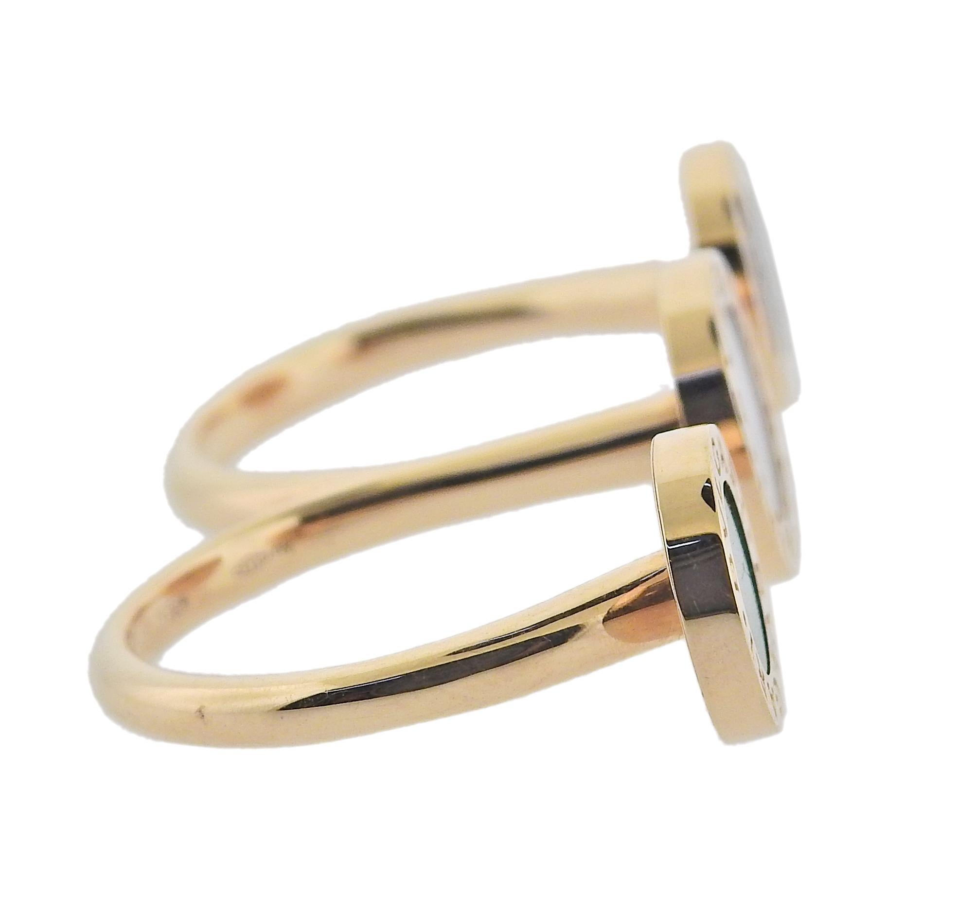 Bulgari Sugilite Malachite Mother of Pearl Gold Between the Fingers Ring 128810 In New Condition In Lambertville, NJ