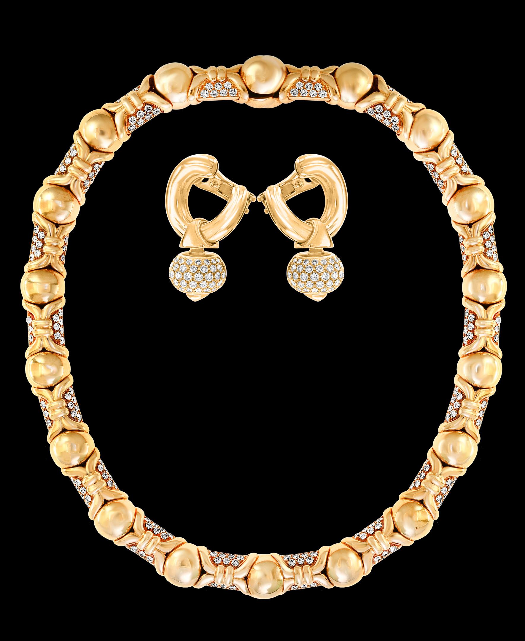 Bulgari Suite Necklace and Earrings in 18 Karat Gold and 12 Carat Diamonds 5
