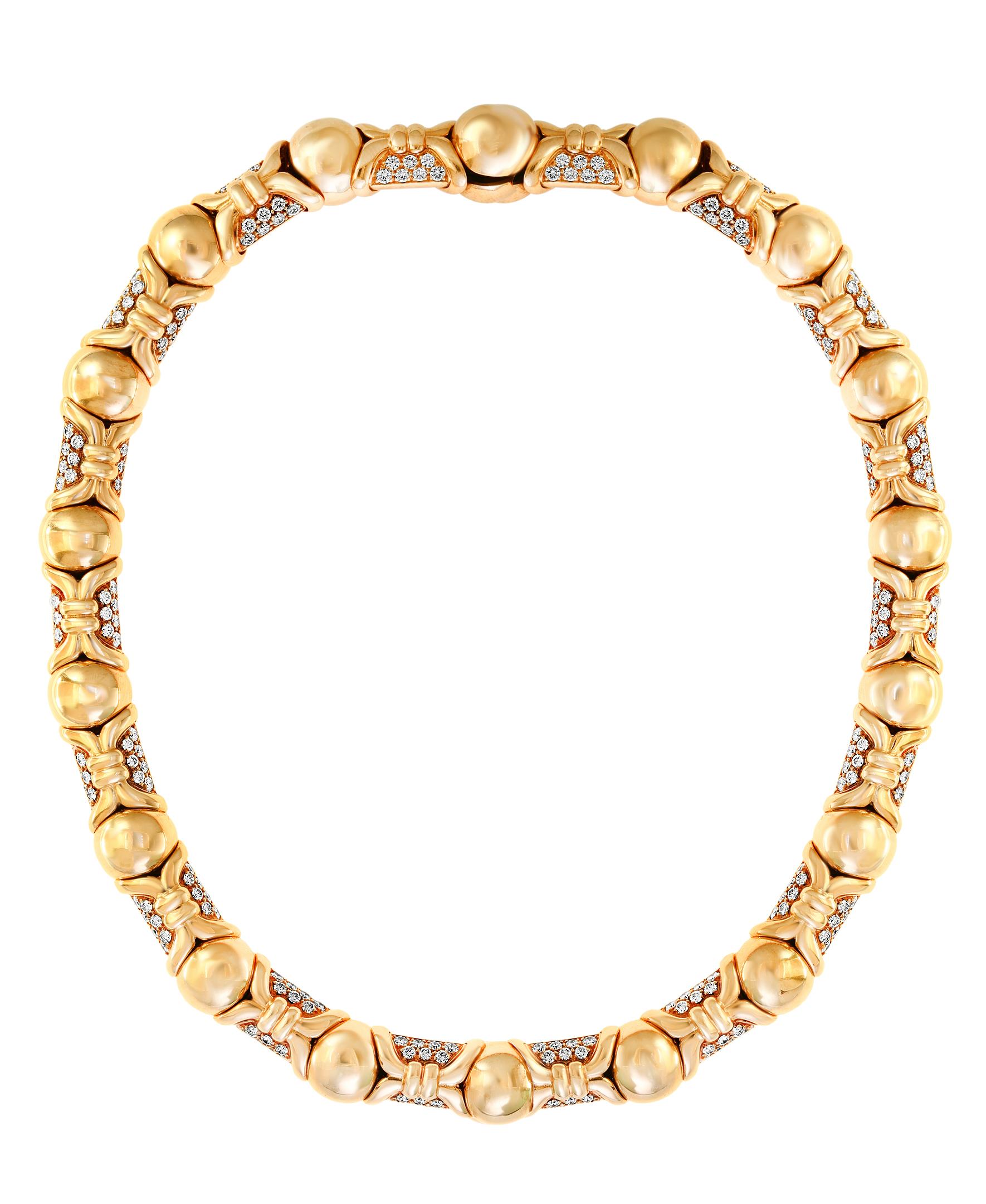 Bulgari Suite Necklace and Earrings in 18 Karat Gold and 12 Carat Diamonds 1