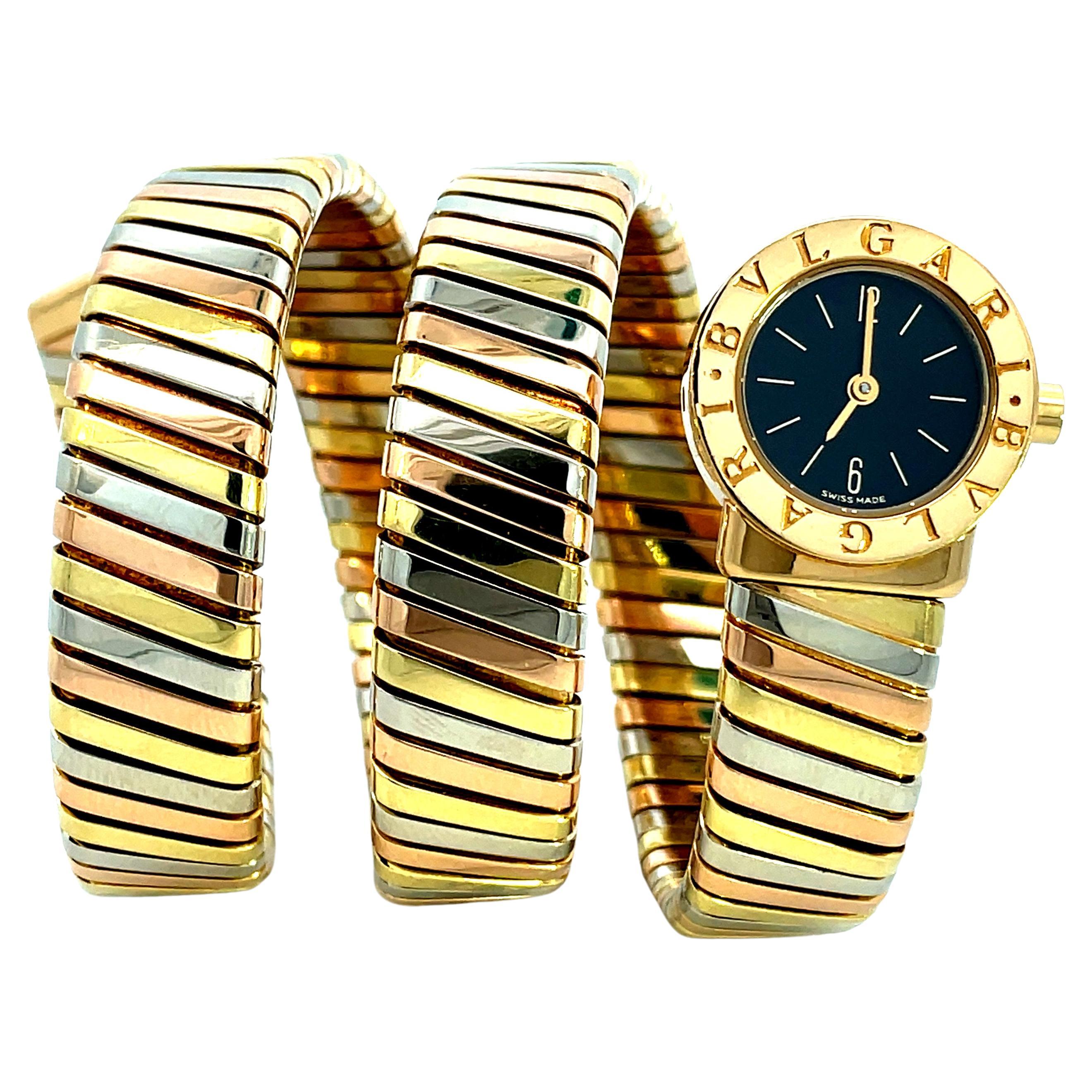 Reloj de pulsera Bulgari Tubogas Serpenti tricolor de oro de 18 quilates