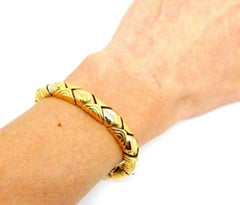 Bulgari Three-Tone Gold Diamond Fish Bangle Open Bracelet