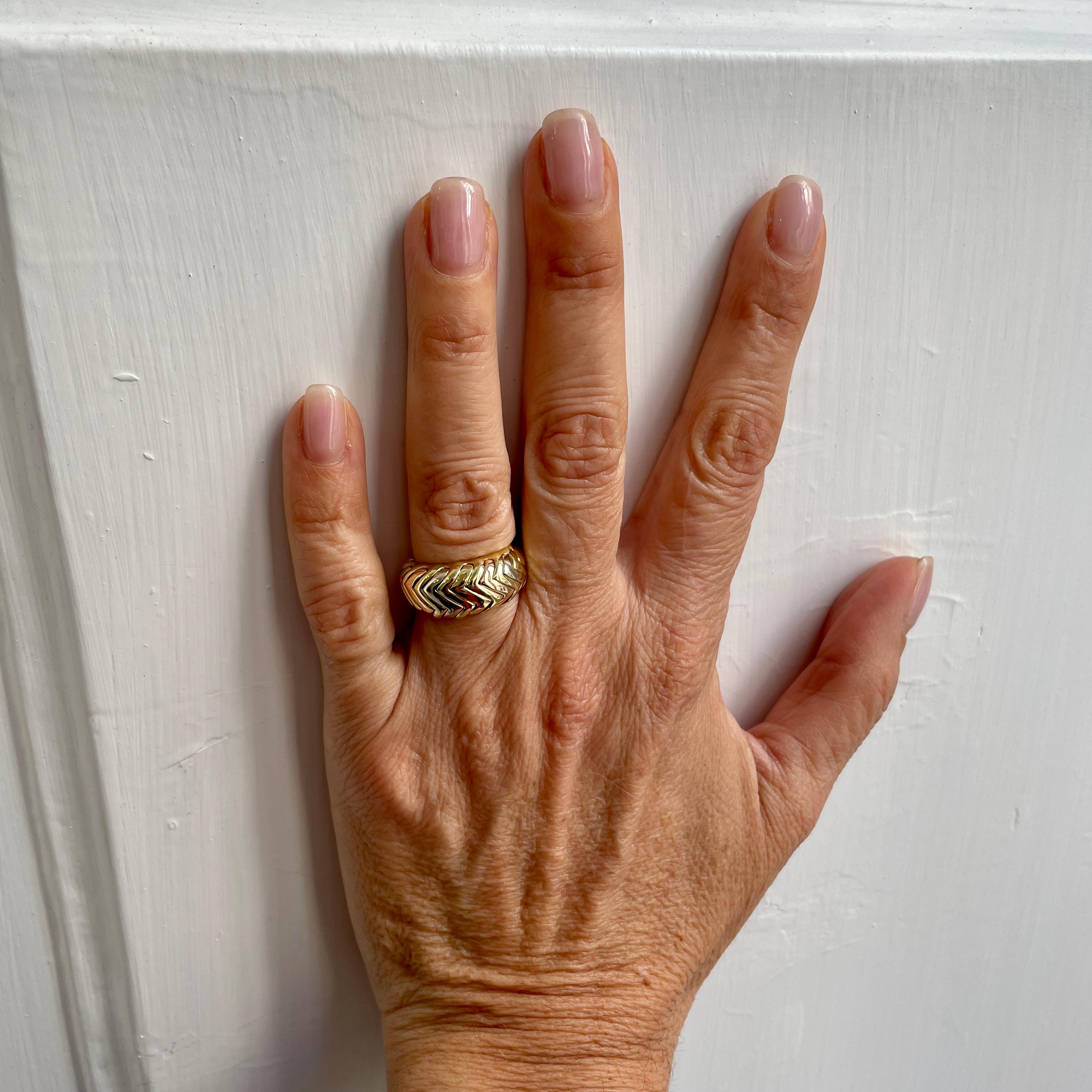 Women's Bulgari Three Tones Gold Spiga Ring