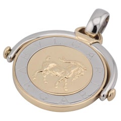 BULGARI Tondo Capricorn 18k Gold Steel Pendant Charm