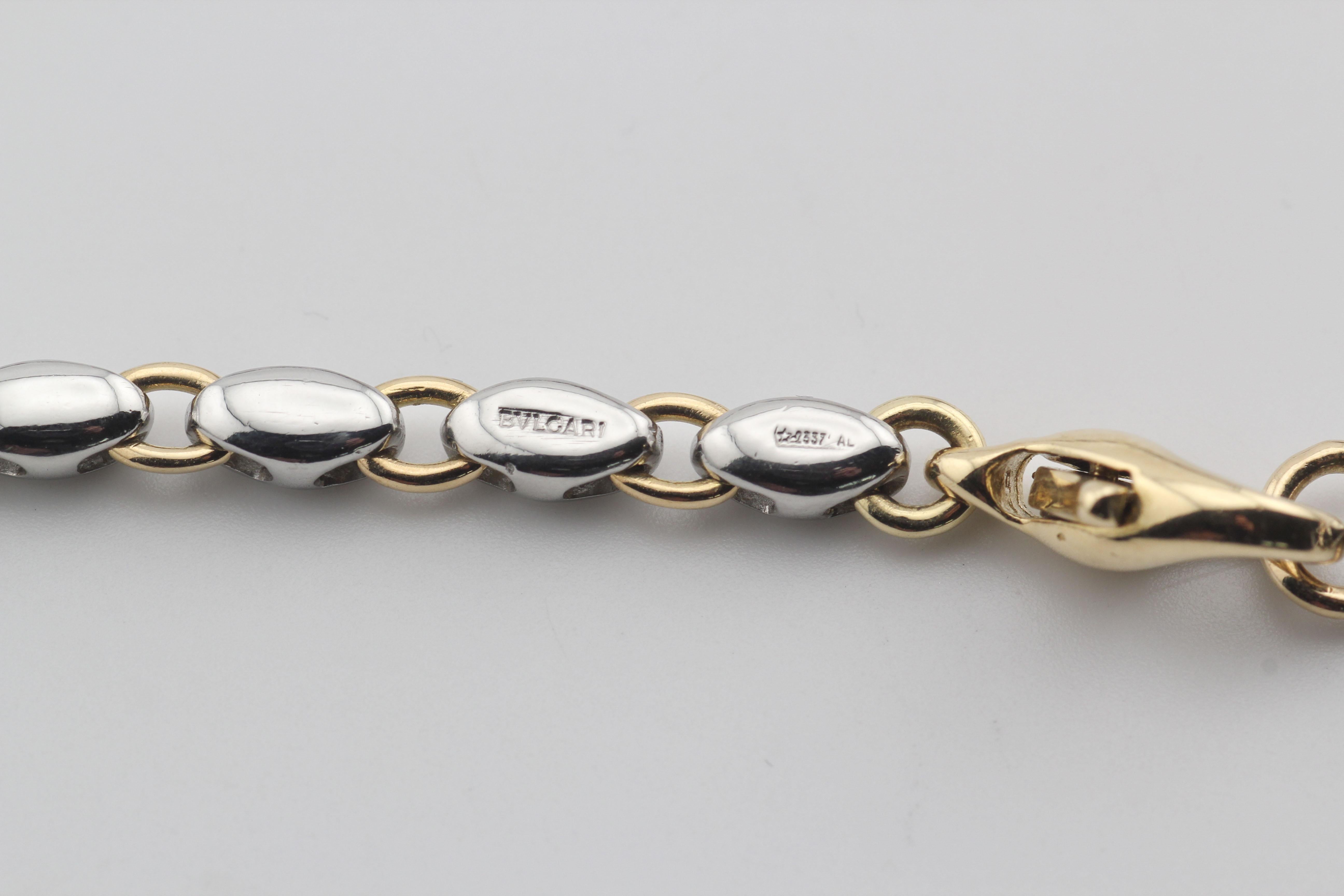 BULGARI Tondo Sol Diamante Acero Oro 18k Colgante Collar Largo en Bueno estado para la venta en Simpsonville, SC
