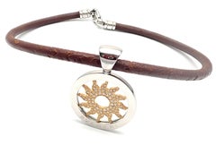 Collar Colgante Bulgari Tondo Sol Diamante Oro Amarillo Acero Inoxidable