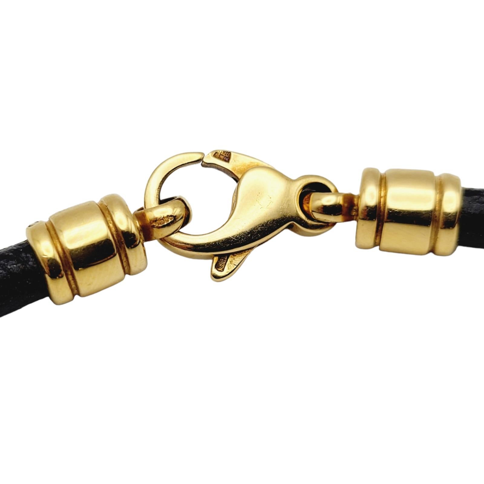 Bulgari Tondo Sun Pendant Leather Necklace in 18k Yellow Gold & Stainless Steel 3