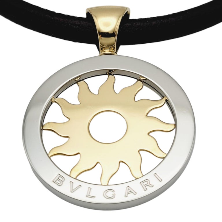 Bulgari Tondo Sun Pendant Leather Necklace in 18k Yellow Gold and Stainless  Steel at 1stDibs | bulgari anhänger sonne, anhänger sonne gold bulgari,  bulgari anhänger tondo sonne gebraucht