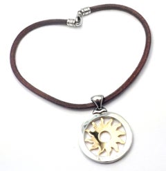 Bulgari Tondo Sun Yellow Gold Stainless Steel Extra Large Pendant Necklace