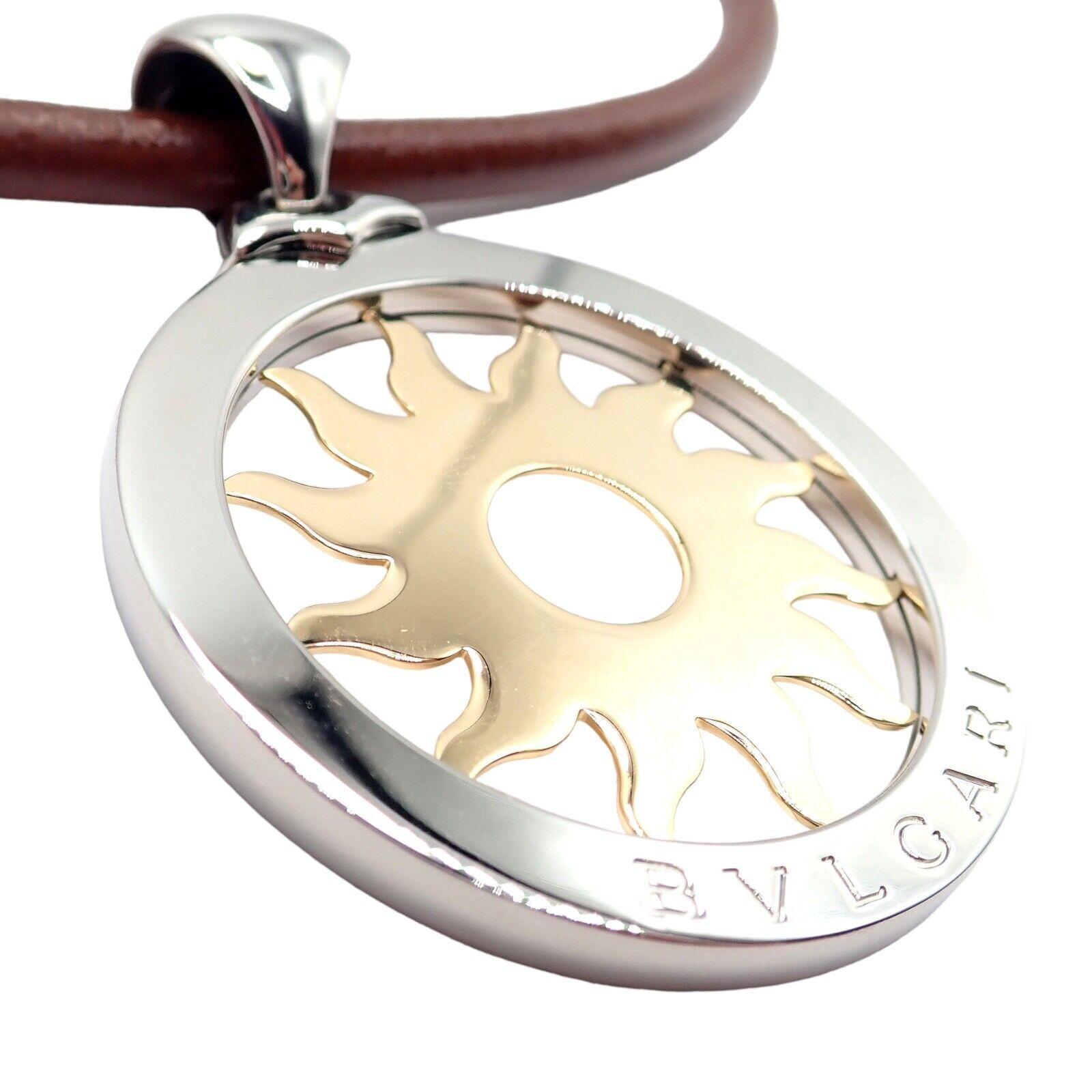 Women's or Men's Bulgari Tondo Sun Yellow Gold Stainless Steel Extra Large Pendant Necklace For Sale