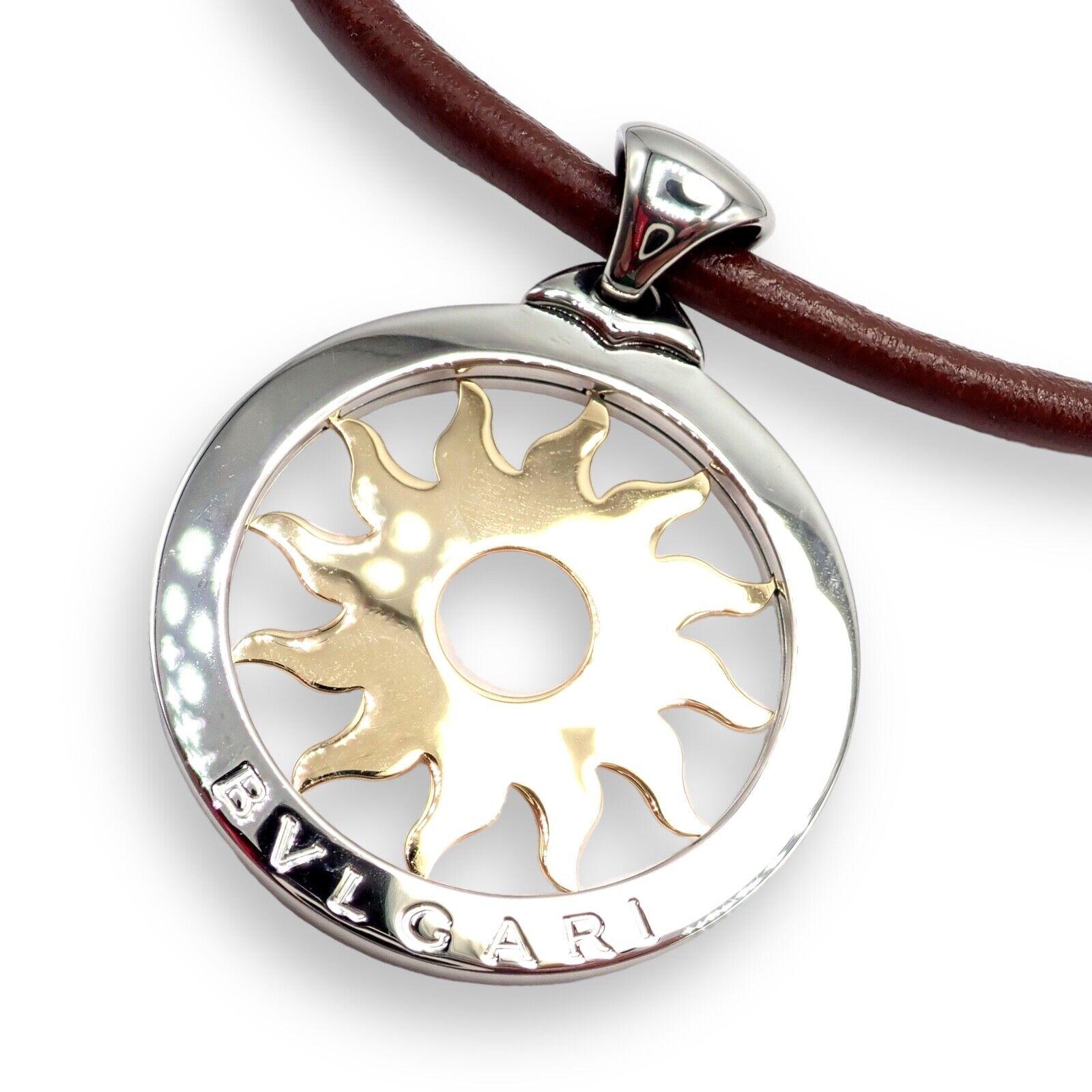 Bulgari Tondo Sun Yellow Gold Stainless Steel Extra Large Pendant Necklace For Sale 4